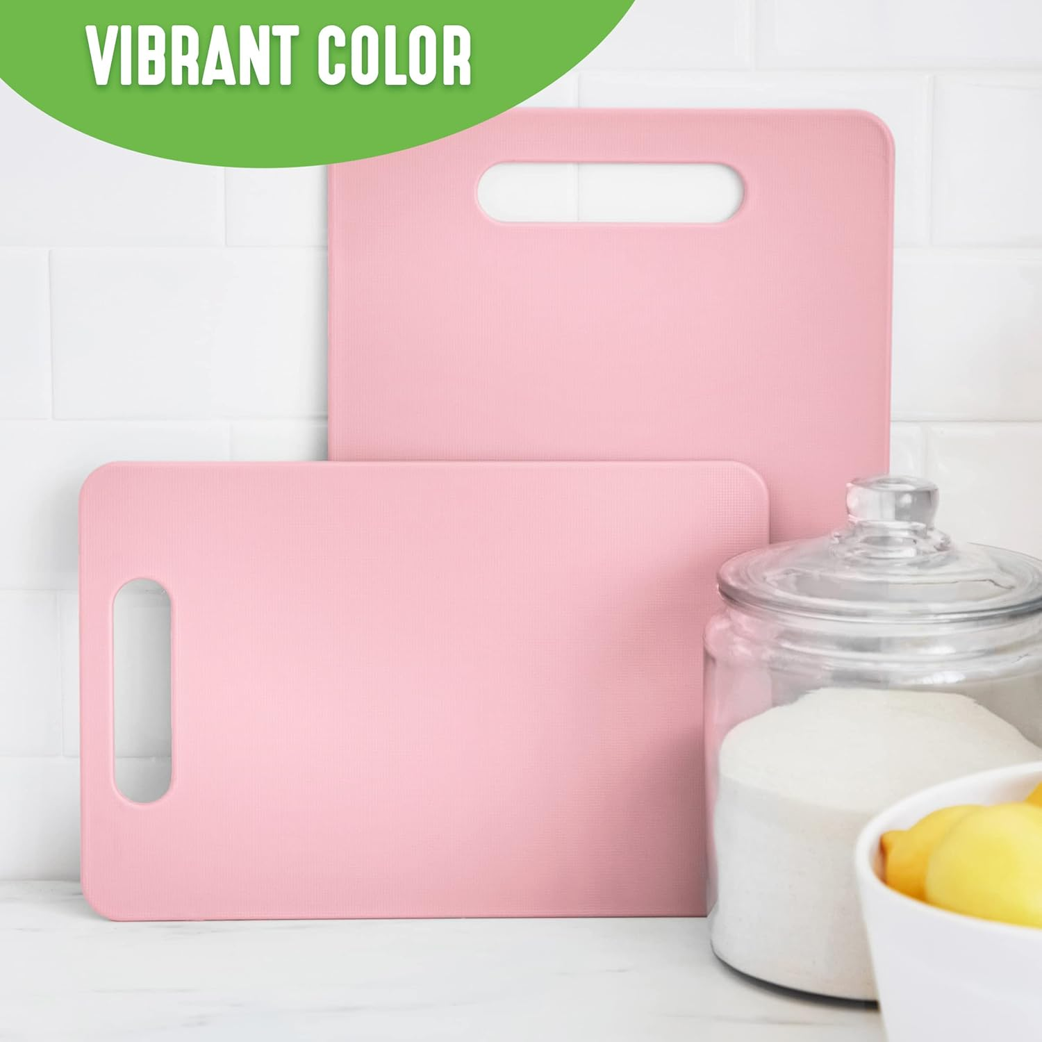 Greenlife 2 Piece Cutting Board Kitchen Set, Dishwasher Safe, Extra Durable, Soft Pink - Gray image number 3