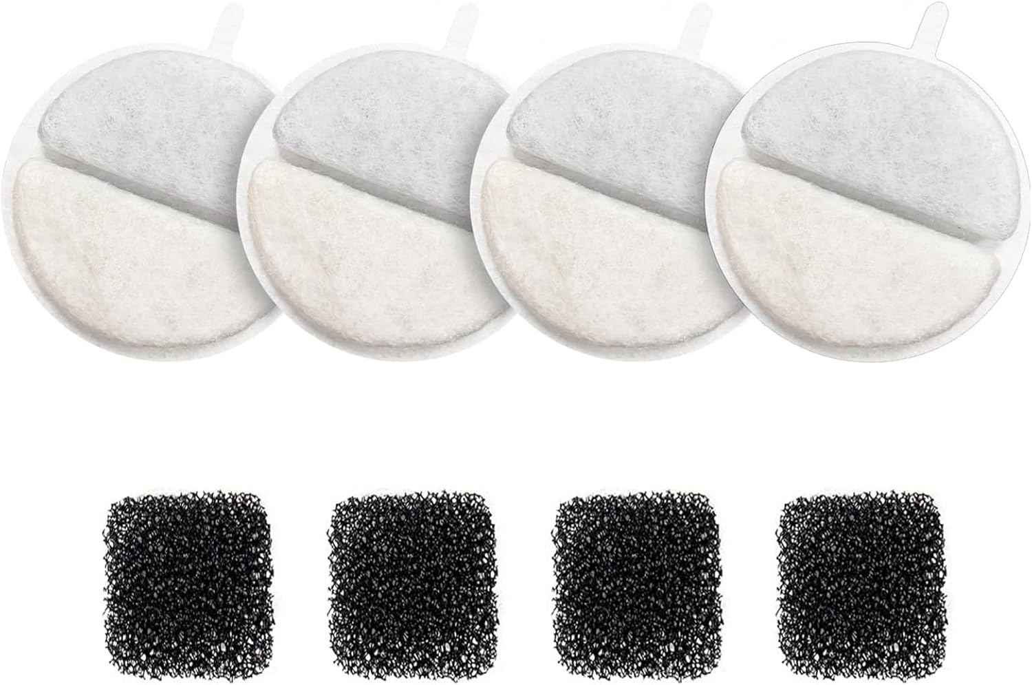 Moguri 4 + 4 Pieces Drinking Fountain Cat Replacement Filter, Filter Cat Fountain for 84 FL Oz/2.5 L Drinking Fountain for Cats and Dogs, with Carbon Filter and Foam Filter image number 2