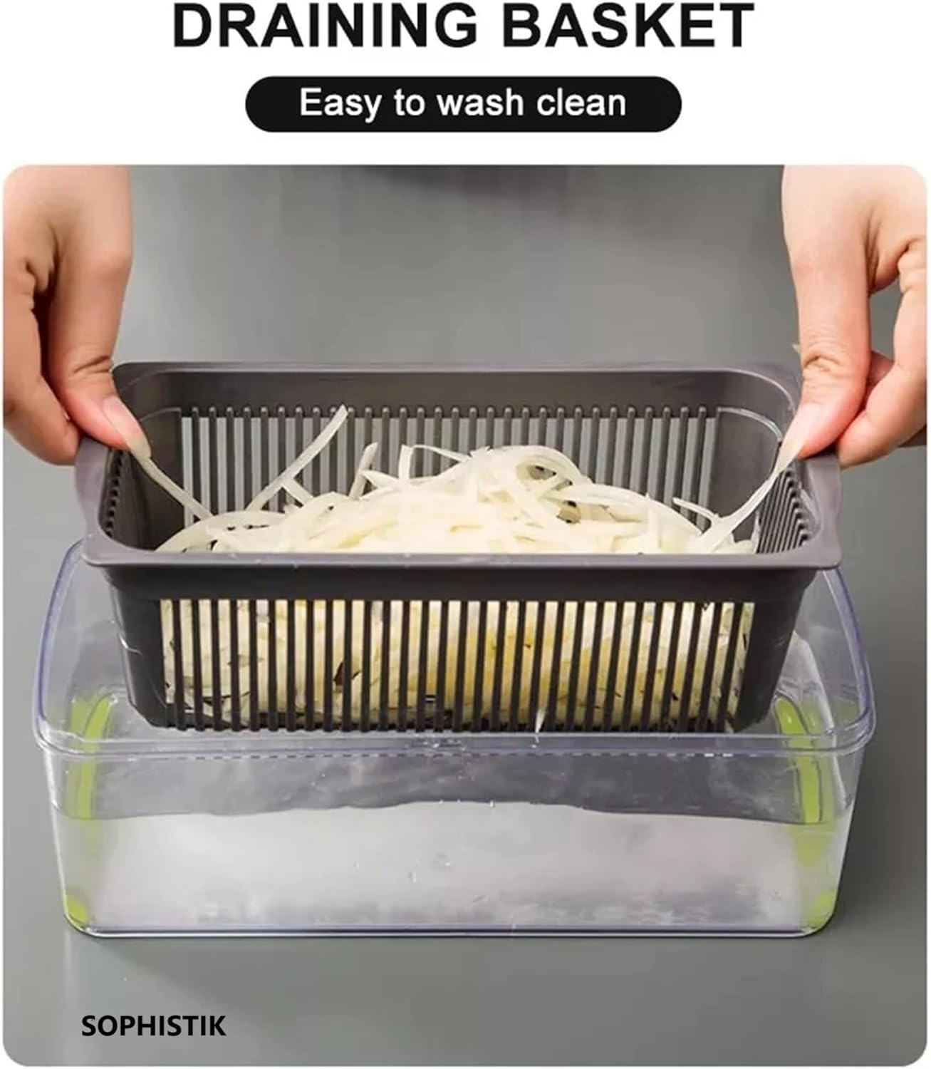 Sophistik 16-In-1 Multifunctional Vegetable Chopper, Slicer, Dicer & Grater with Interchangeable Blades, Wash Basket, Egg Separator, Easy-To-Clean, Space-Saving, Perfect for Slicing, Dicing, Grating image number 6