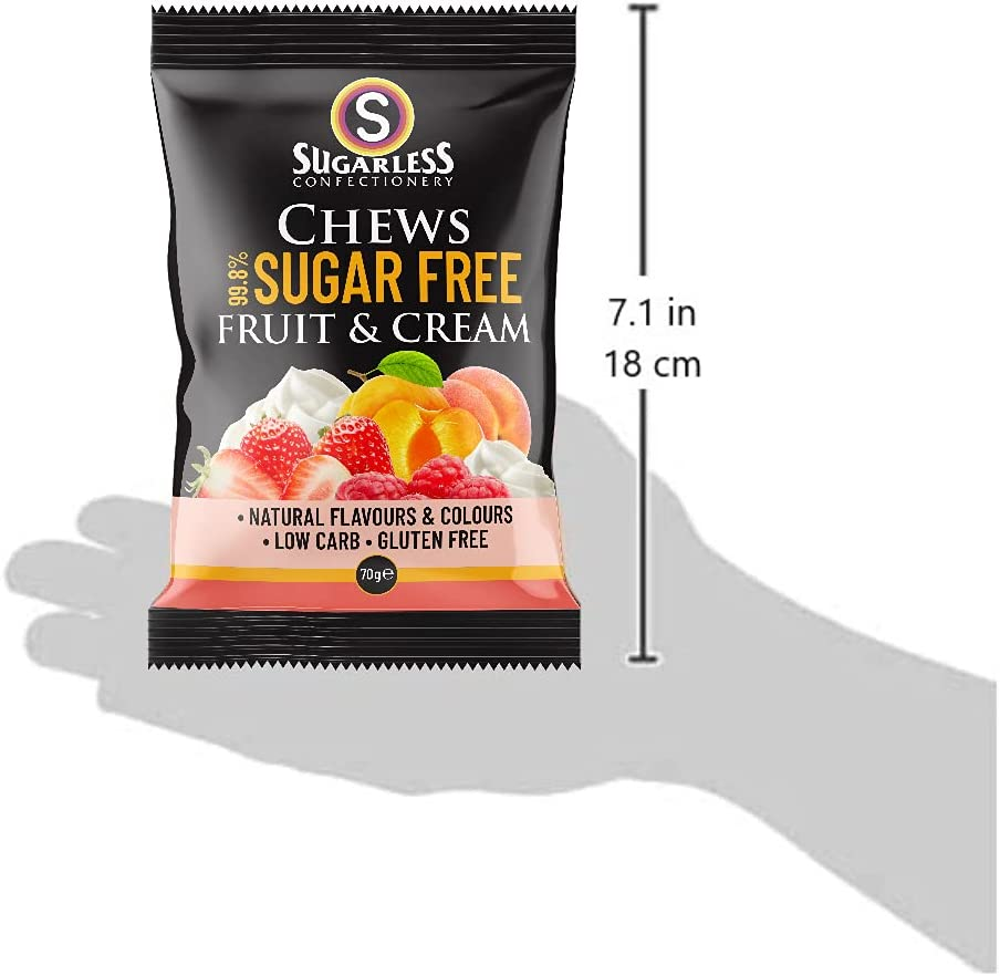 Sugarless Confectionery Fruit & Cream Chews 70 G image number 3