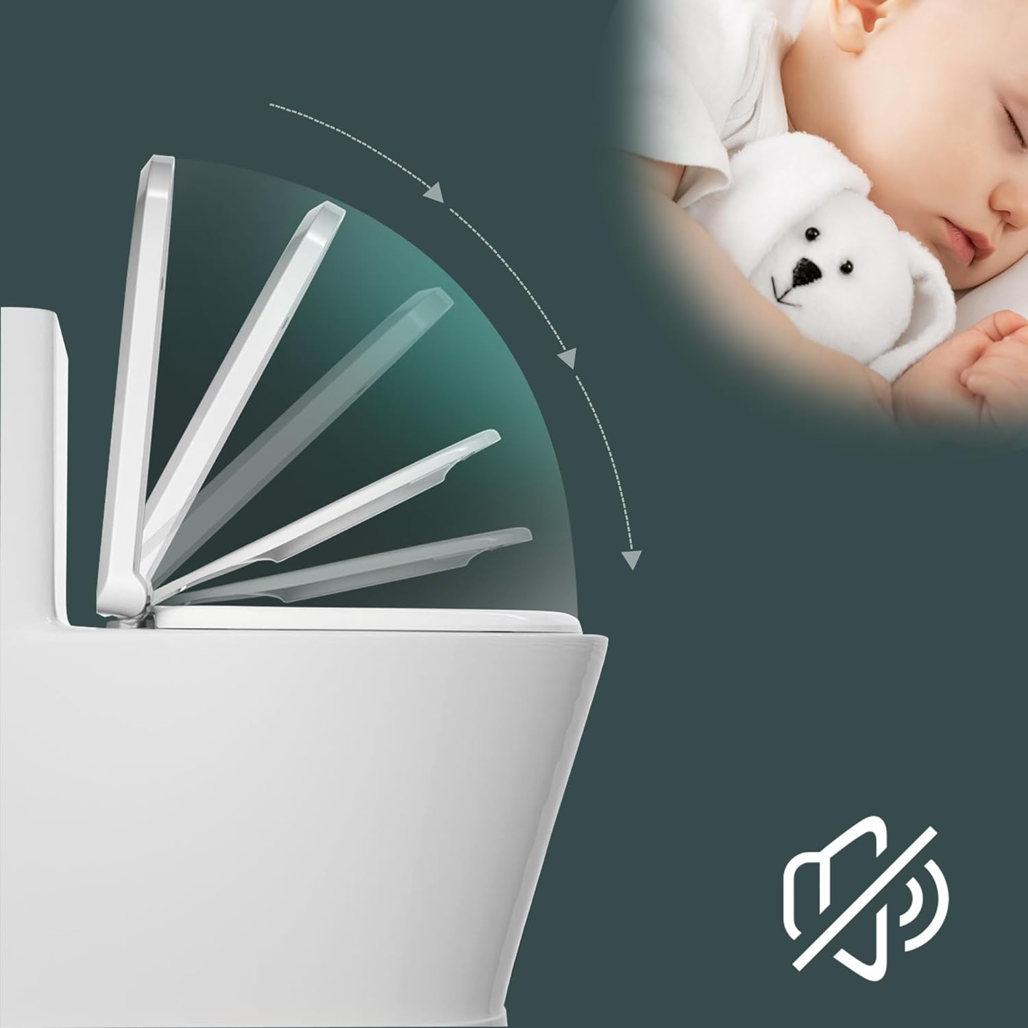 Thicken D-Shaped Toilet Seat,Toilet Seat with Built-In Potty Training Seat, 2-In-1 Family Toilet Seat Cover, Kids Toddler Potty Training Toilet Seat, Slow-Close Toilet Seats Fits Both Adult and Child image number 6