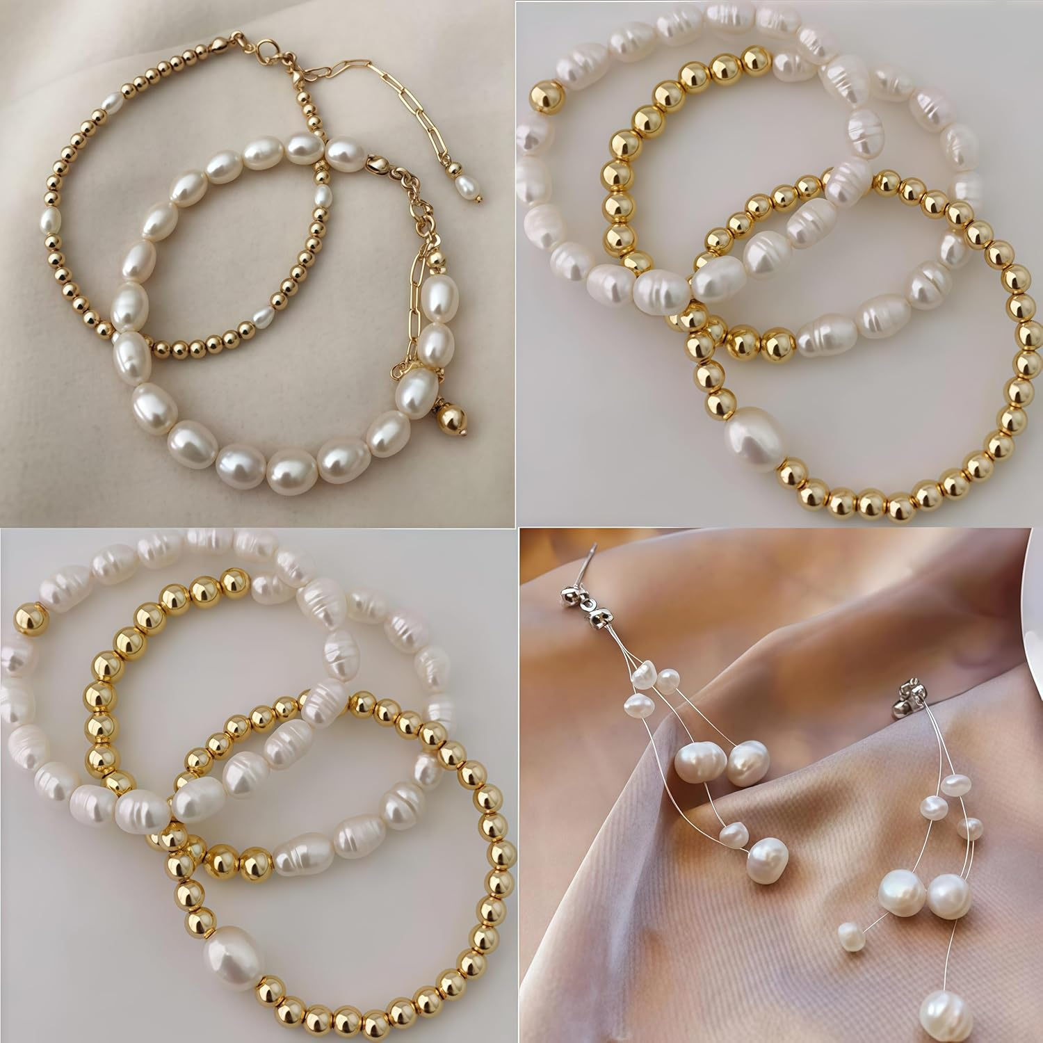 720 PCS Gold Plastic Bead Set: Round, Star, Heart, Spacer & Cylinder Oblate Shapes, 4Mm-12Mm Sizes, DIY Jewelry Making Kit with Bracelets & Pendants