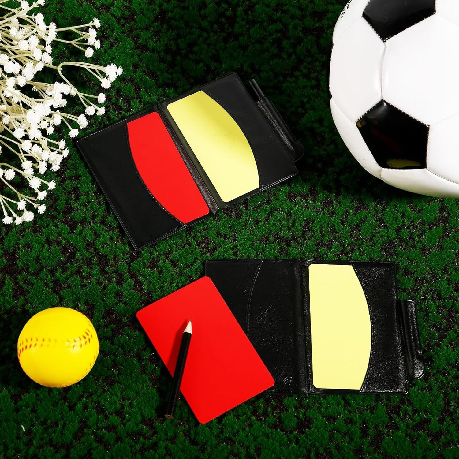 Soccer Referee Card Sets, 4Pcs Football Red and Yellow Cards,Soccer Referee Set Football Linesman Set Referee Whistle Red Yellow Cards Referee Tool Kit for Basketball Training image number 1