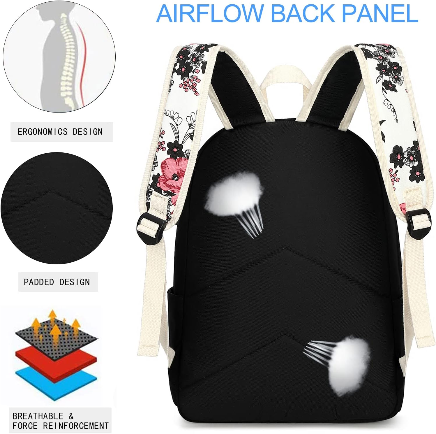 School Backpack for Teen Girls Kids Bookbag with Lunch Box Pencil Case, Laptop Backpack Casual Daypacks Teens Bookbag