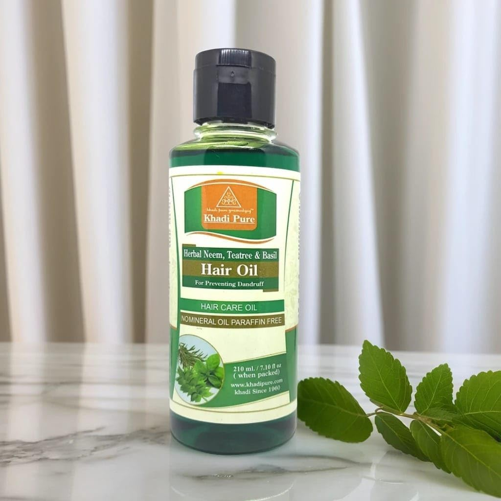 Khadi Pure Herbal Neem, Teatree & Basil Hair Oil - 210Ml