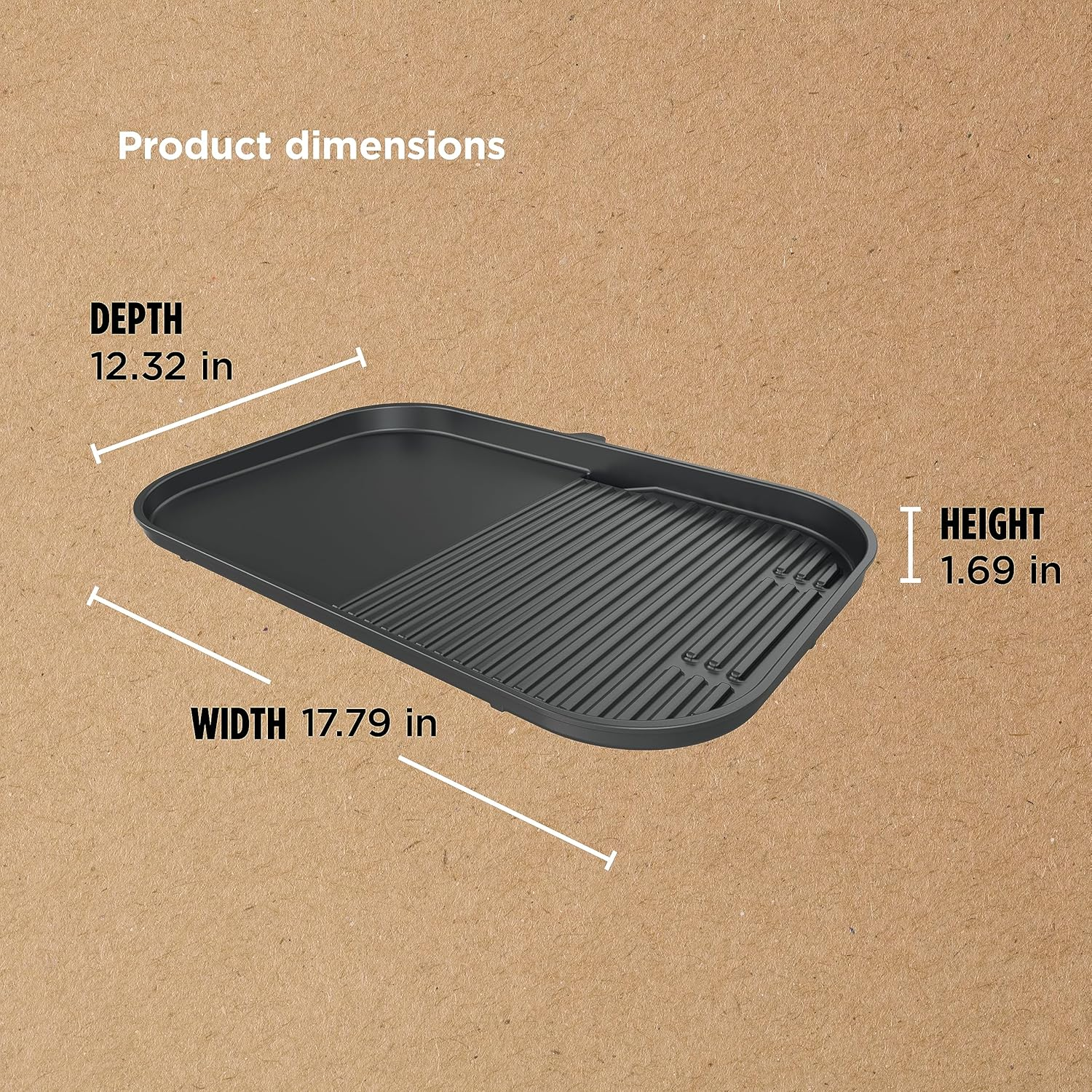Ninja XSKGRDLXL Woodfire Grill & Griddle Plate, Compatible with OG800 and OG900 Series, 2-In-1 Grill and Griddle Functionality, Ceramic, Nonstick Coating, Black image number 2