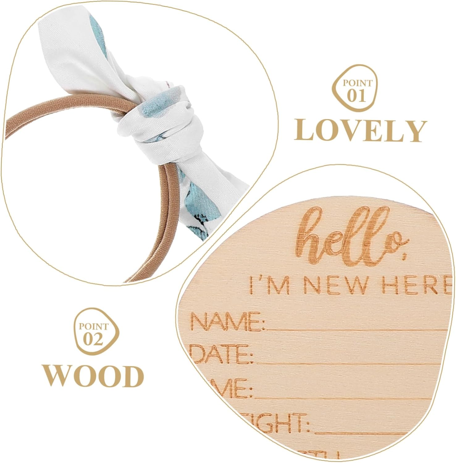 INOOMP 1Set Newborn with Hat and Headband Essentials for Boy Girl Includes Eucalyptus Design and Sign