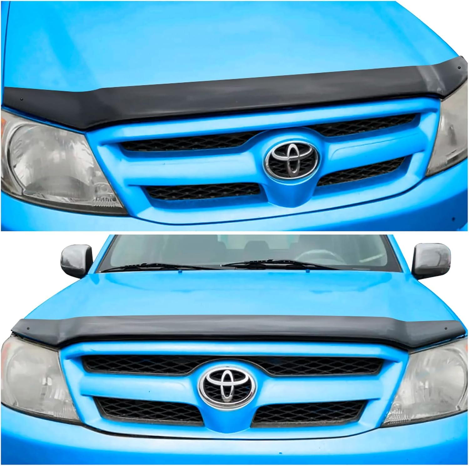SUERAUTO4X4 Bonnet Protector for Toyota Hilux N70 2005-2011 SR5 SR Workmate Vigo Accessories, Tinted Black Smoked Bonnet Stone Guard Protector Trim Cover Car Exterior Injection image number 6