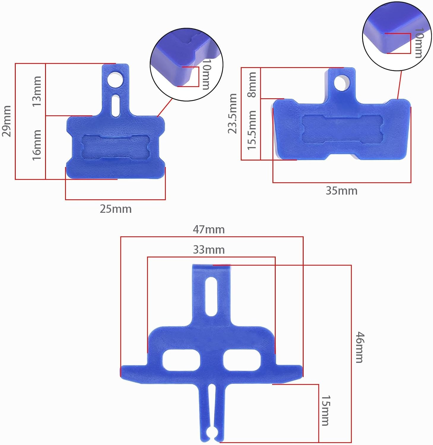 6Pcs Hydraulic Disc Brake Pads Spacer Brake Bleed Blocks Compatible with Shimano Compatible with AVID Compatible with SRAM Compatible with MTB, Mountain, Road Bicycle