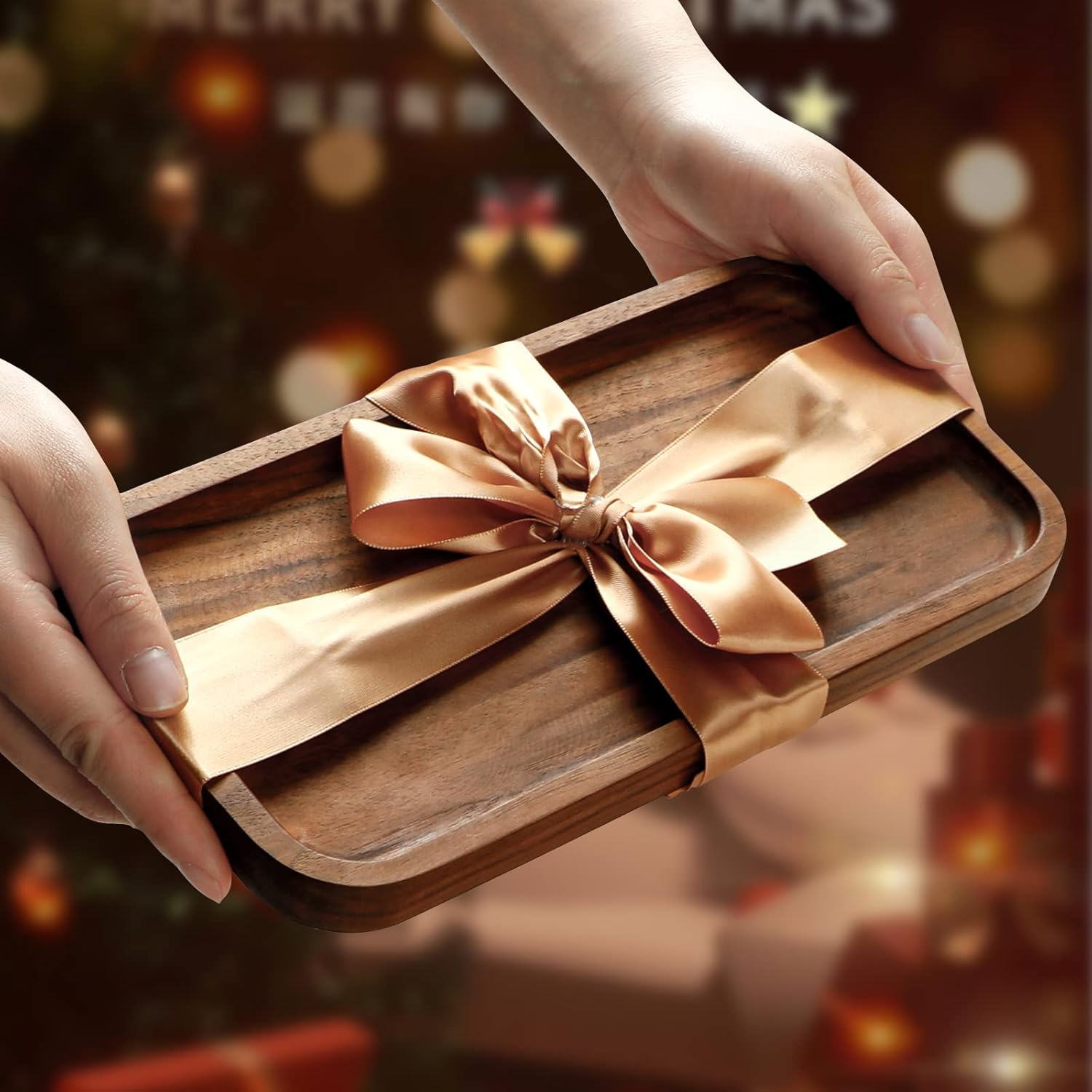 Trays, Wood Tray, Walnut Tray, Storage and Gift-Giving, Retain Wood Grain and Complete Pores, a Whole Piece of American Walnut （Walnuts D03R1 ） image number 5