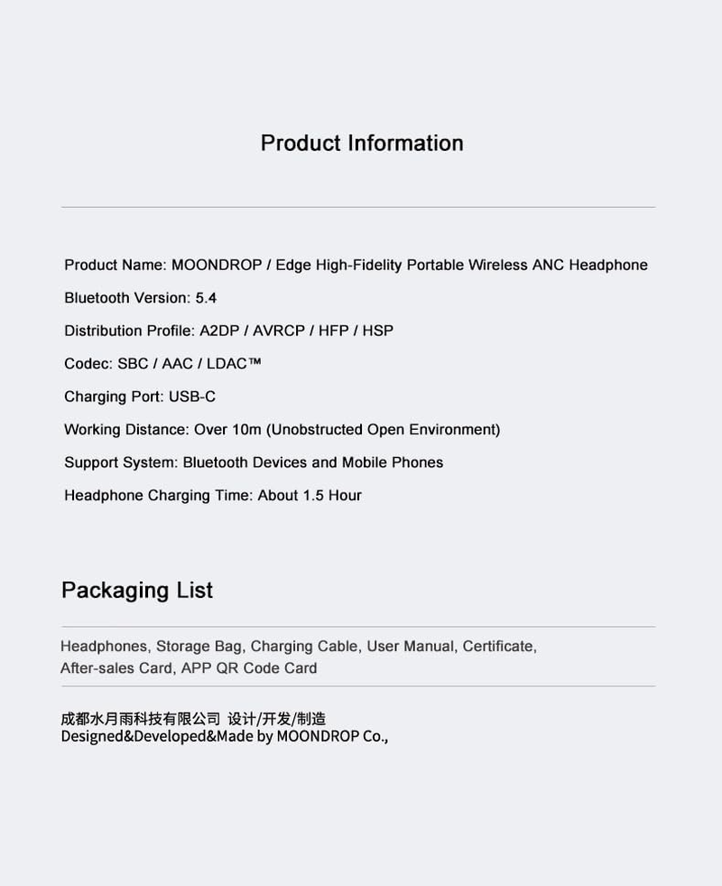 Moondrop Edge Full-Scene Immersive Series Hi-Fi Portable Wireless ANC Headphone Foldable Lightweight Headphone (Creamy White) image number 6