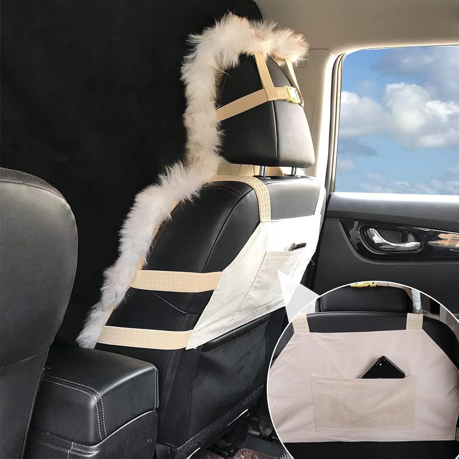 Universal Sheepskin Car Seat Covers, 3Pcs Full Sets, Anti-Slip Long Fluffy Auto Front Seat Covers, Luxury Fur Rear Bench Car Seat Cover, Car Seat Pads Winter Warm Accessories image number 3