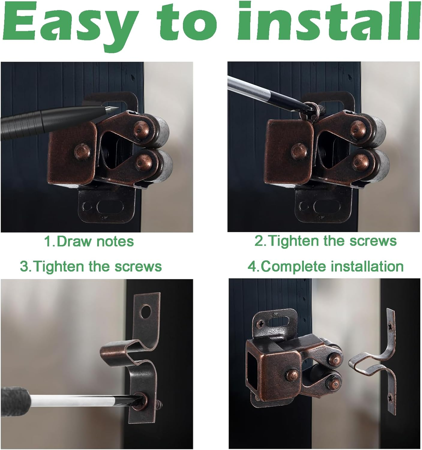 Treayes Cabinet Latch - 10PCS Double Roller Catch Hardware with a Box for Cupboard, Closet, Kitchen Cabinet Door Latches and Catches image number 2