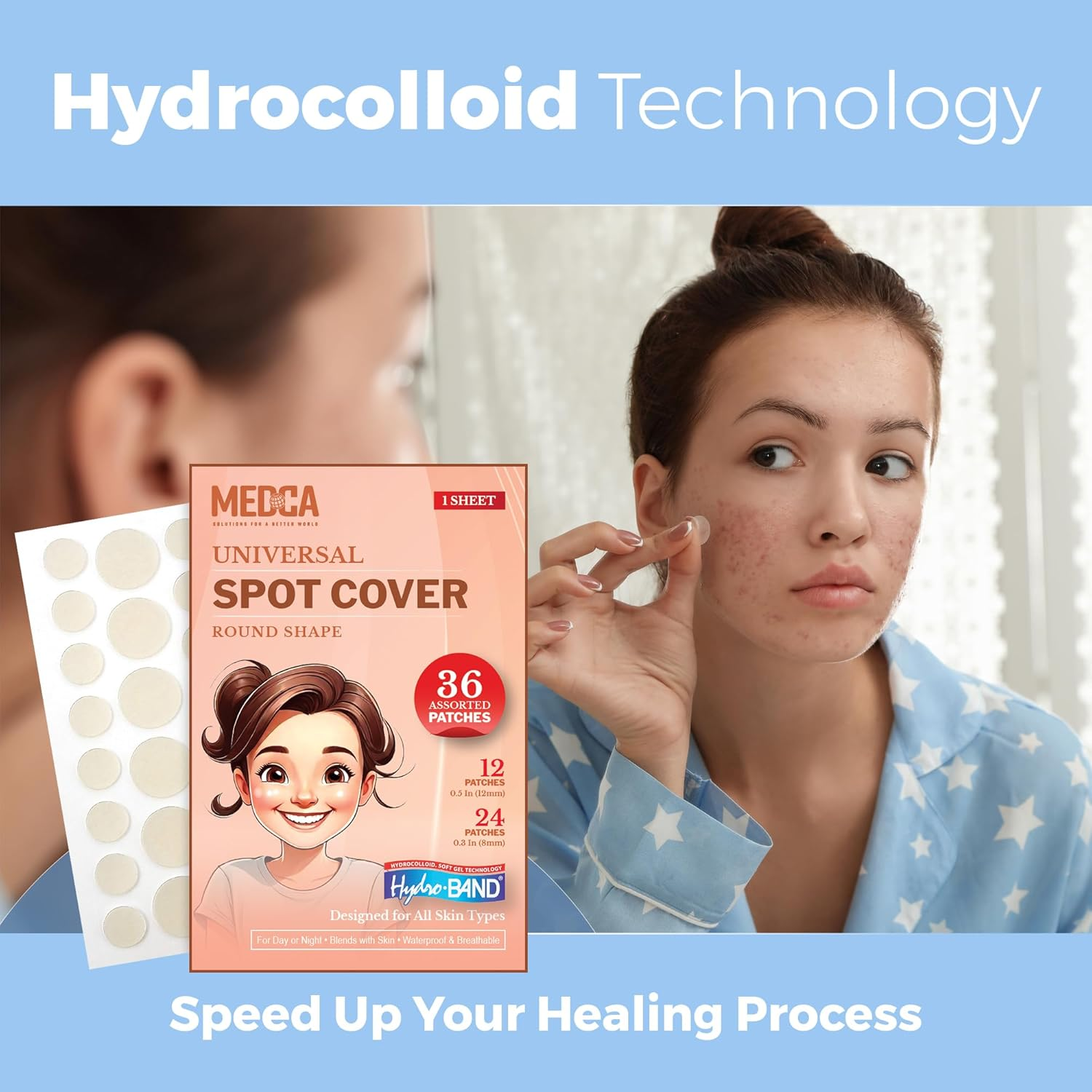 Invisible Spot Cover &ndash; Absorbing Cover, Hydrocolloid Covers, Facial Stickers &ndash; Clear Adhesive Patches in 2 Sizes (36 Count)