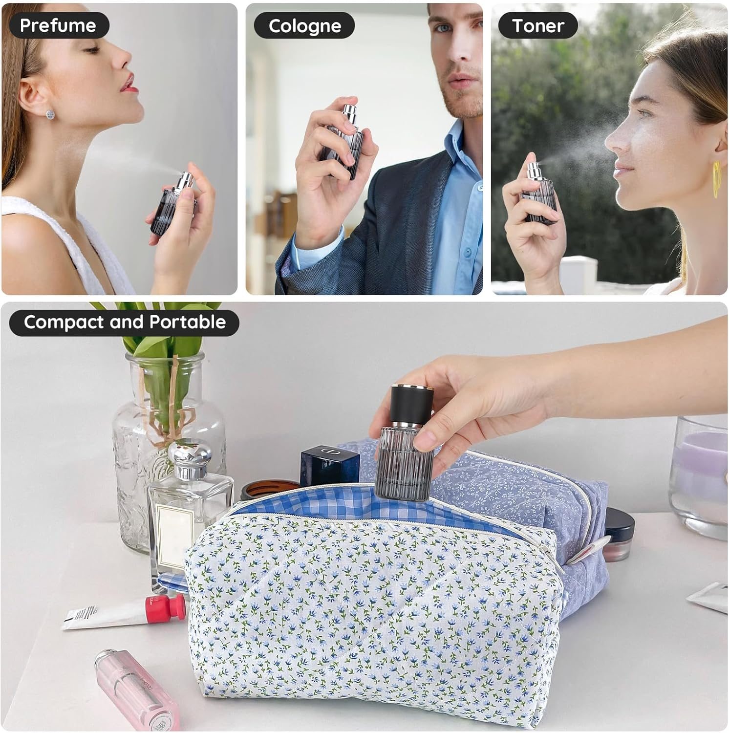 Segbeauty Travel Perfume Refillable Bottle, 2 Pcs Perfume Atomiser 30 Ml, Glass Perfume Spray Bottle, Perfume Empty Bottles, Portable Perfume Sprayer for Handbag (Gradient Black) image number 3