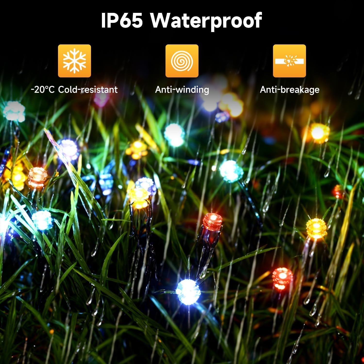 20M/66Ft Solar String Lights Outdoor Garden, 200 LED Solar Powered Fairy Lights, 8 Modes IP65 Waterproof Decorative Lights for Garden, Yard, Home, Party, Christmas image number 4