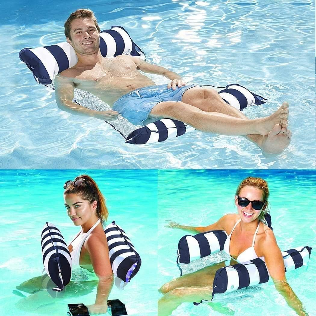 Pack of 2 Air Mattress Pool, Water Hammock for Adults and Children, Swimming Mat, 4-In-1 Floating Air Mattress with Mesh for Swimming Parties image number 2