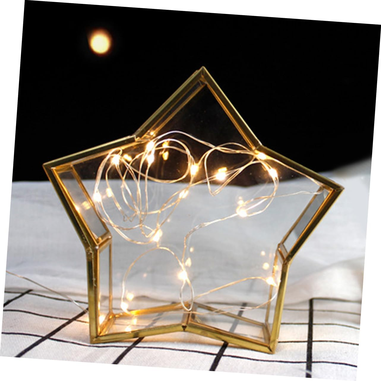 Glass Star Keepsake Box: Star Shaped Wishing Bottle Origami Paper Jar Jewelry Trinket Organizer Preserved Flower Display Case for Home Dresser Tabletop image number 2