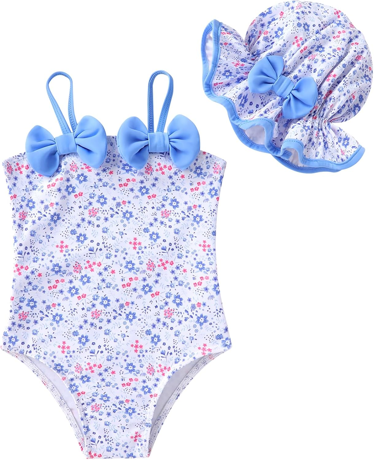 YOUNGER TREE Toddler Baby Girl Swimsuit Infant One Piece Bathing Suits with Hat Newborn Summer Beach Swimwear