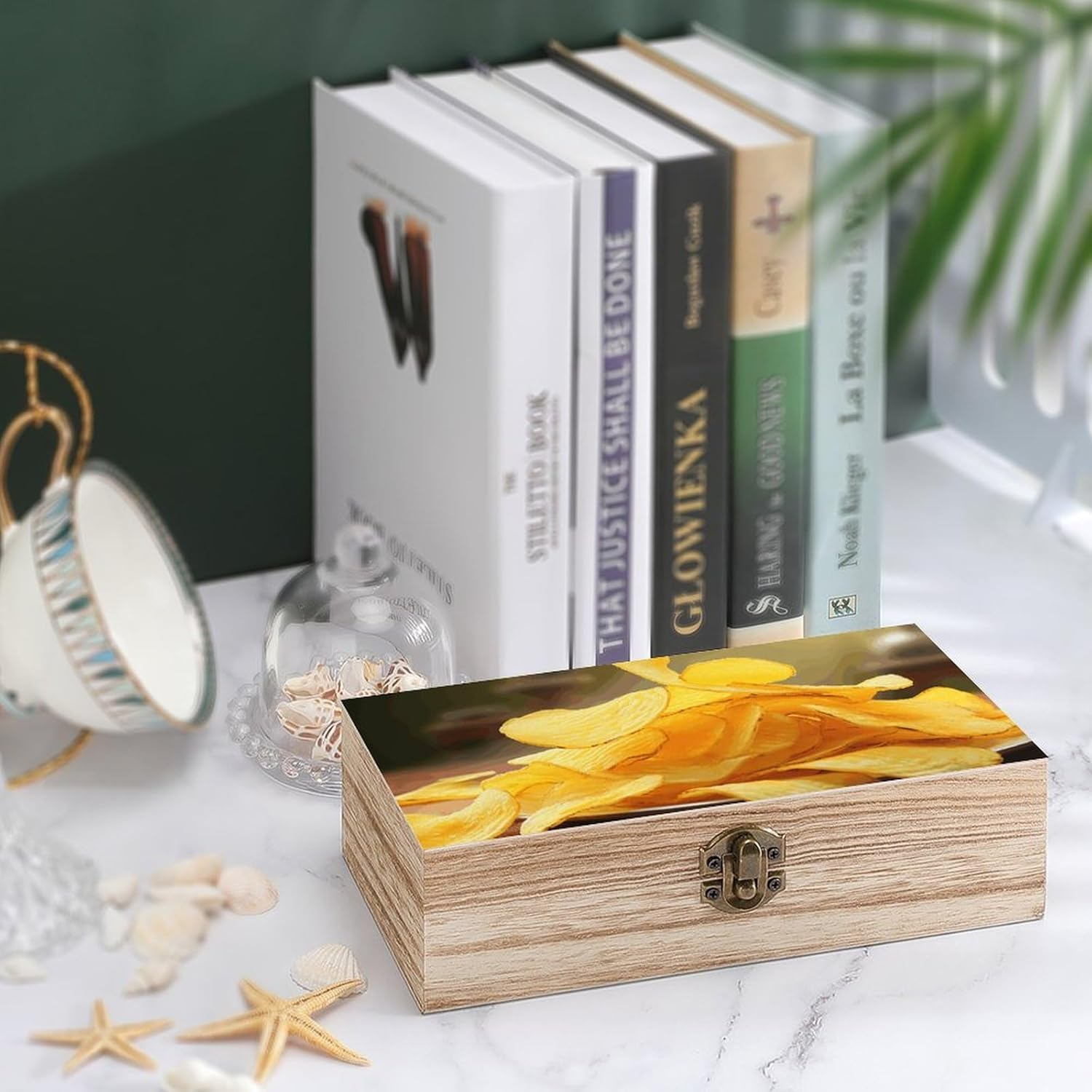 Potato Chips Wooden Box Wood Wedding Keepsake Boxes with Lids Small Decorative Boxes Lightweight Wooden Memory Storage Box for Crafts Keepsakes Jewelry Photo Letter Storage image number 3