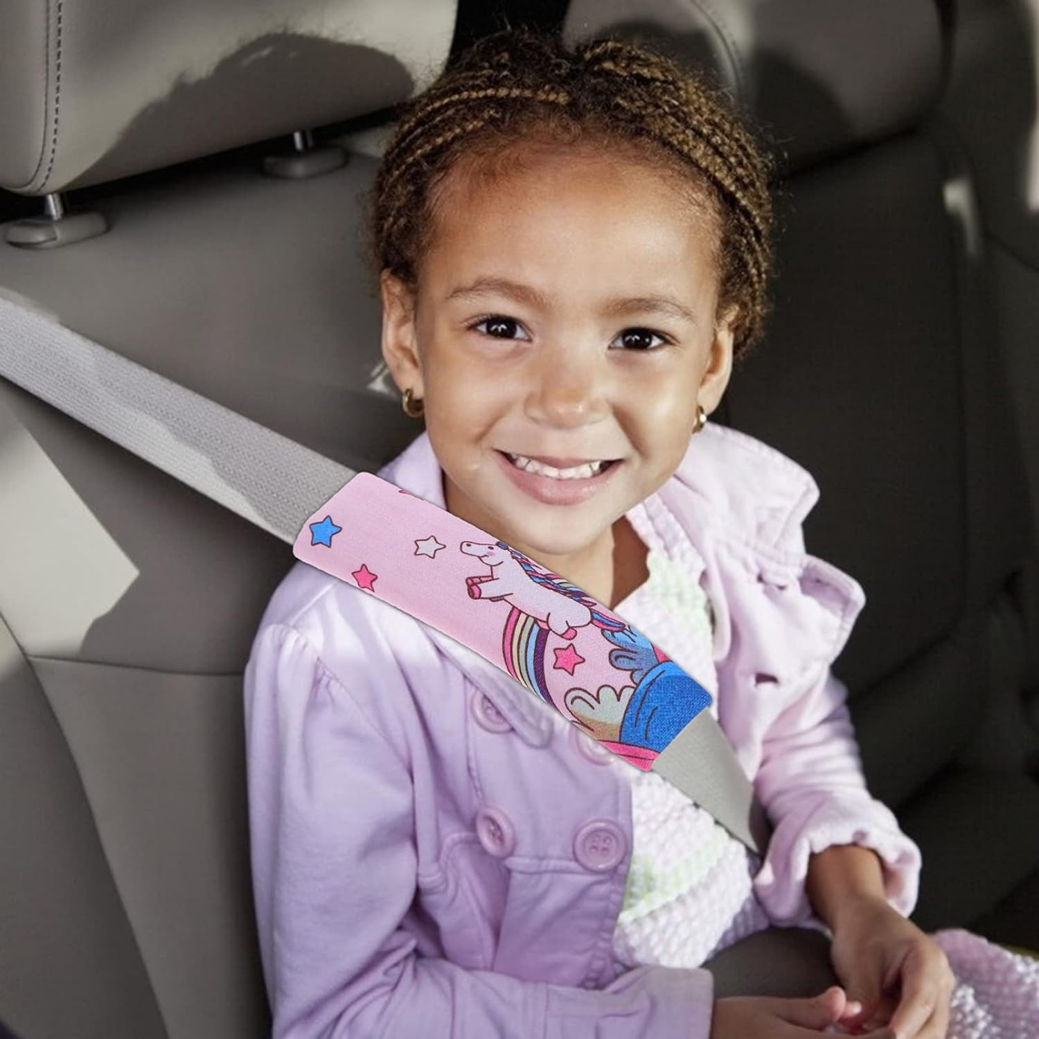 Jojofuny 2Pcs Kids Car Belt Pad Unicorn Car Cushions Car Seat Straps Shoulder Pad Car Covers Vehicle Shoulder Pads for Car Stroller image number 1