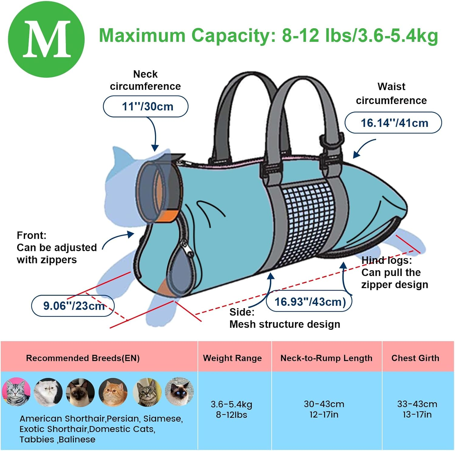 Cinf Cat Nail Clipping Cleaning Grooming Restraint Bag No Scratching Biting for Bathing Nail Trimming Injecting Examining image number 1