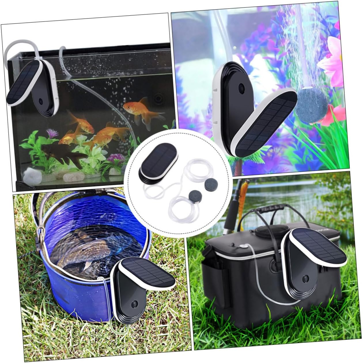 INOOMP Solar Oxygen Aerator Pump Portable Lightweight Solar-Powered Fish Tank Aeration Tool for Outdoor Garden Fish Tank Oxygenation Housewarming image number 2