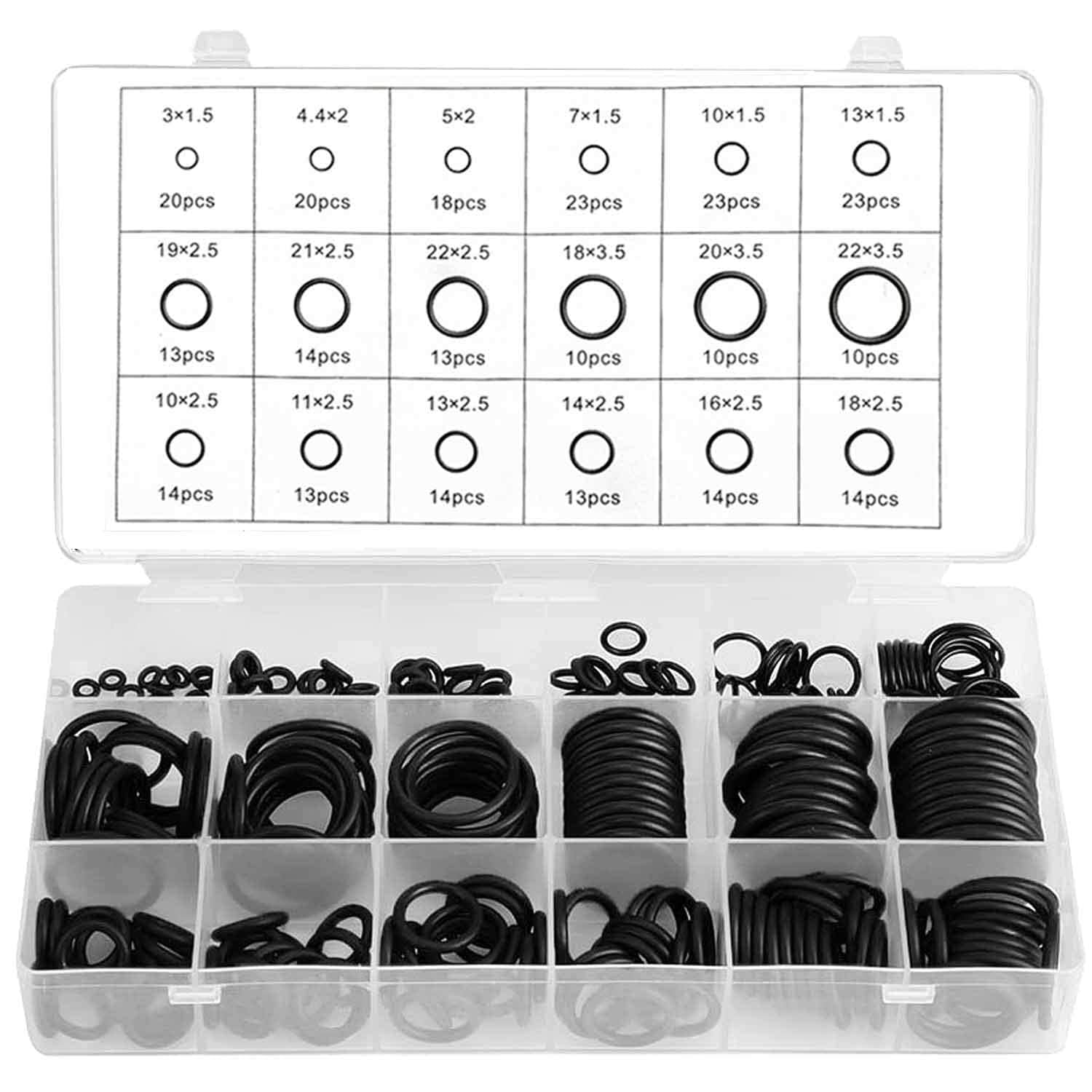 YUENTOEN 279Pcs Rubber O-Rings Kit, 18 Sizes Nitrile Rubber O Ring Assortment Set, Pressure Washer O Ring Kit for Faucet, Hose, Automotive, Air Gas Plumbing Sealing Repair O Rings image number 5
