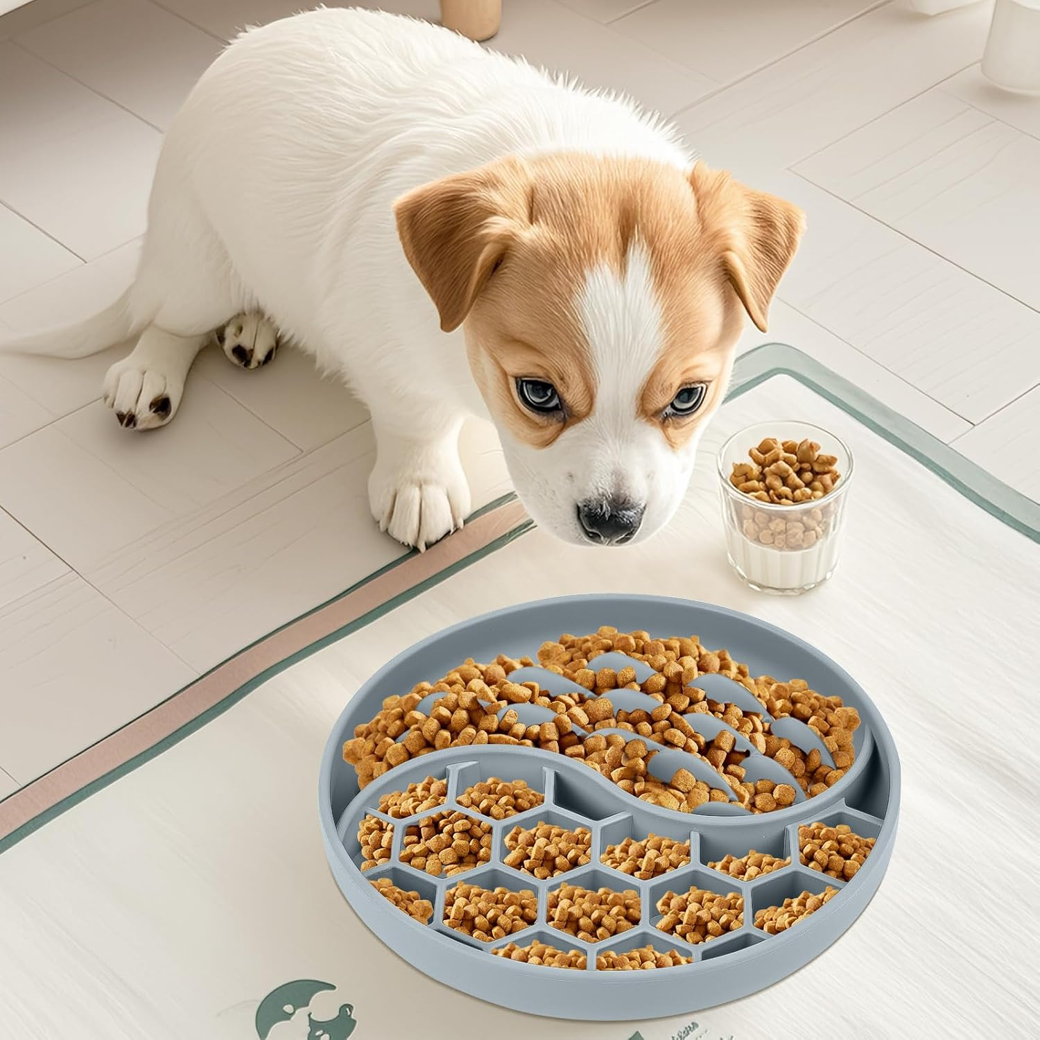 Slow Feeding Cat Bowl, Cat Feeding Bowl, Dog Bowl, Anti-Slinging Bowl, for Cats and Small Dogs (Grey) image number 1