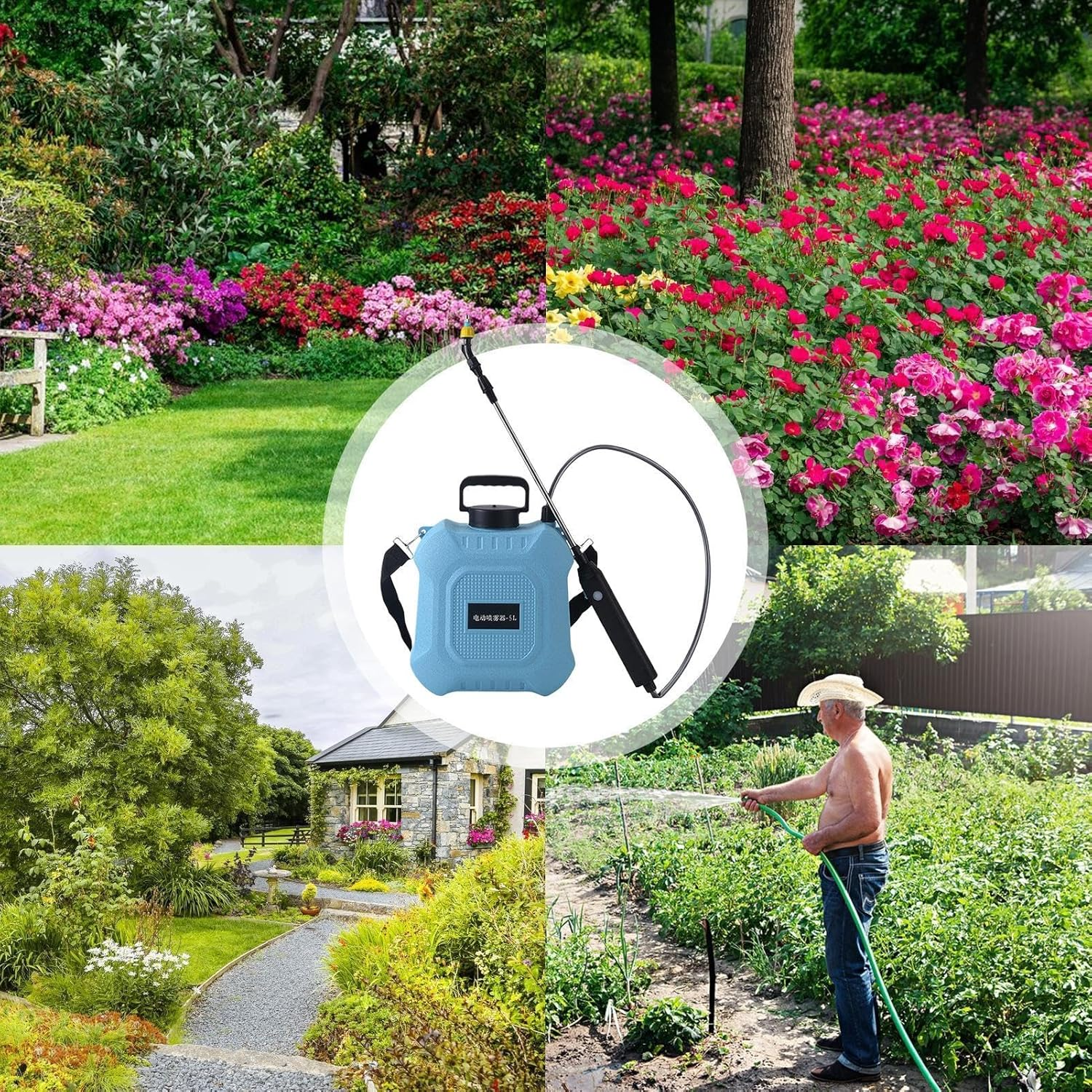 Electric Battery Powered Sprayer,5L/8L Lawn Sprayer Gardening Tools | Shoulder Type USB Rechargeable Yard Tools, Retractable Wand, Car Wash Watering Cleaning Supplies - 8L image number 3