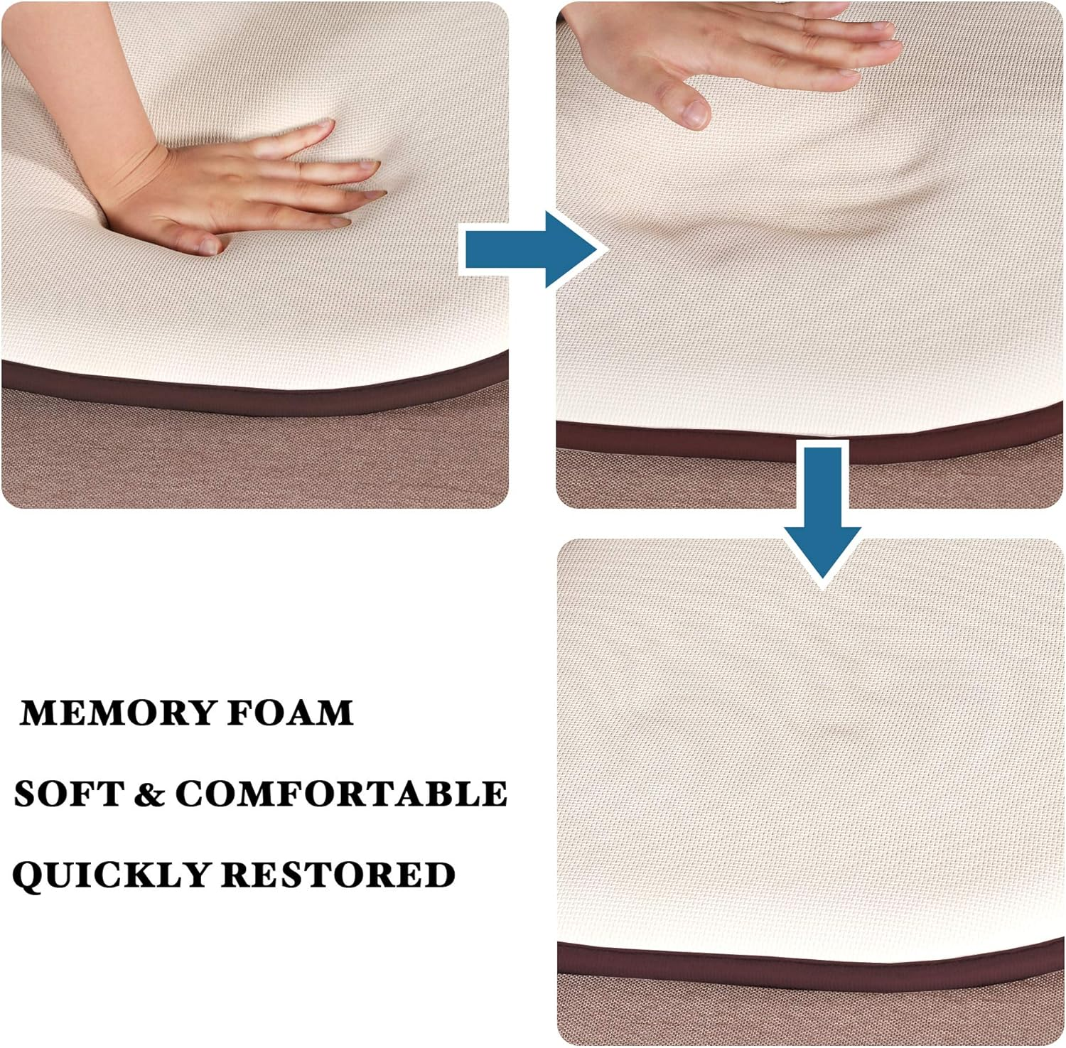 Memory Foam Seat Cushion with SBR Backing and Straps Set of 4 Non-Skid Chair Pads for Dining Room Honeycomb Pattern Chair Cushions (6 Pack, Brown,41X41Cm) image number 2