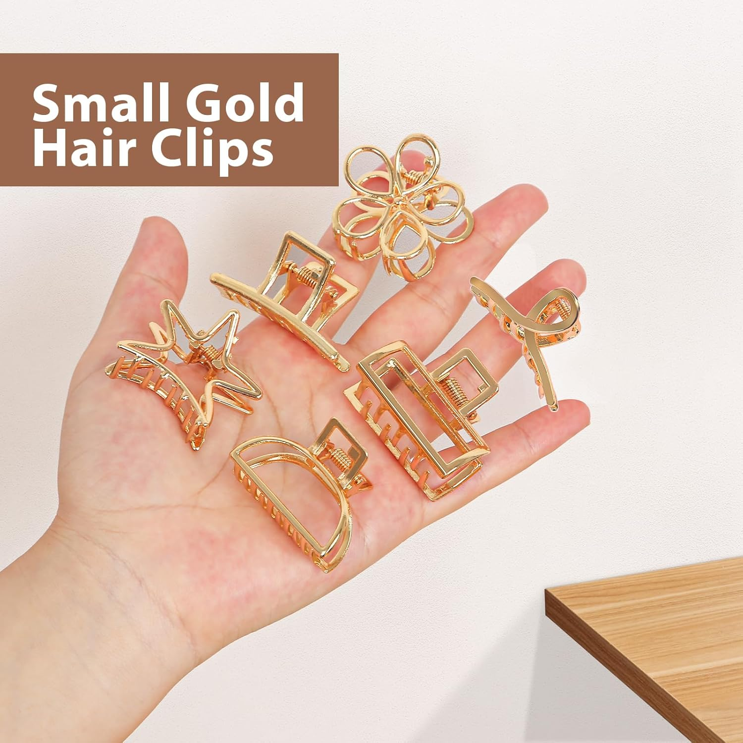 Goiern Small Gold Hair Clips, Pack of 8 Mini Hair Clips for Women, Metal Hair Accessories, Mini Hair Clips for Thick and Thin Hair image number 6