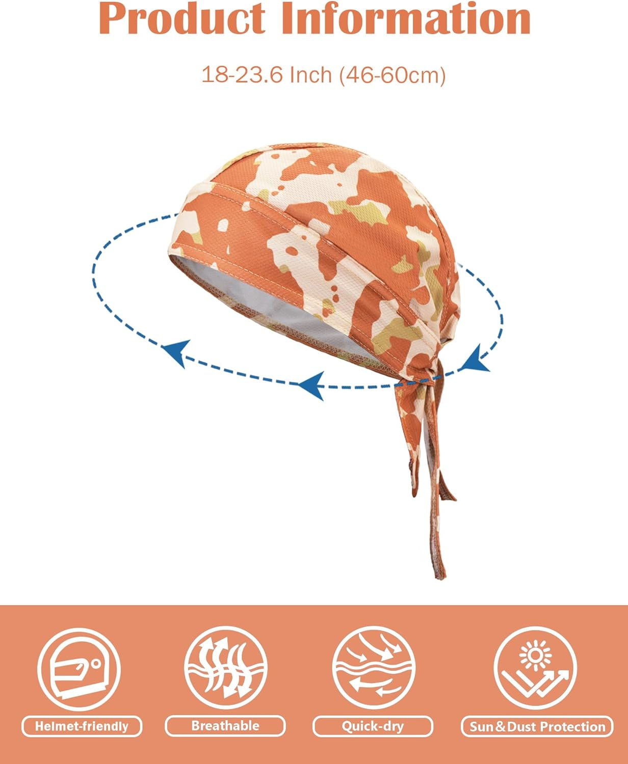 Kninmdor Do Rags Cycling Caps Helmet Liner Doo Rag Motorcycle Bandana Hat Sweat Liner Skull Caps Dew Rags for Men and Women - Black Sets image number 7