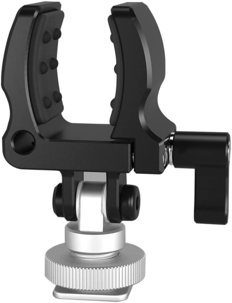 Niceyrig Shockproof Shotgun Microphone Holder Aluminum Alloy Clamp with Cold Shoe Adaptor, LED Flashlight Holder (18-35 Mm) image number 1