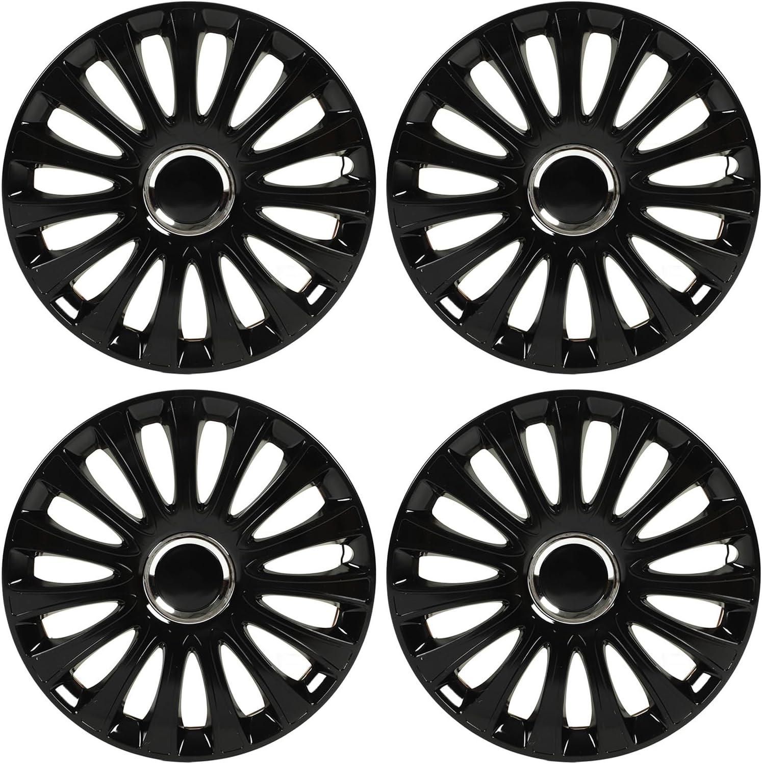 4PCS Black Automobile Hubcap Cool Sporty Wheel Rim Cover Trim Universal Fit, 14In for Most Cars