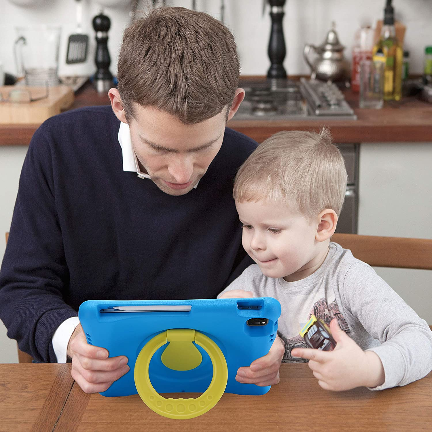 Procase Kids Case for Ipad Air 10.9" 5Th Gen 2022/4Th Gen 2020/Ipad Pro 11 2020/2018, Shockproof Rotate Handle Fold Stand Lightweight Kids Friendly Case &ndash;Blue - Magenta image number 4