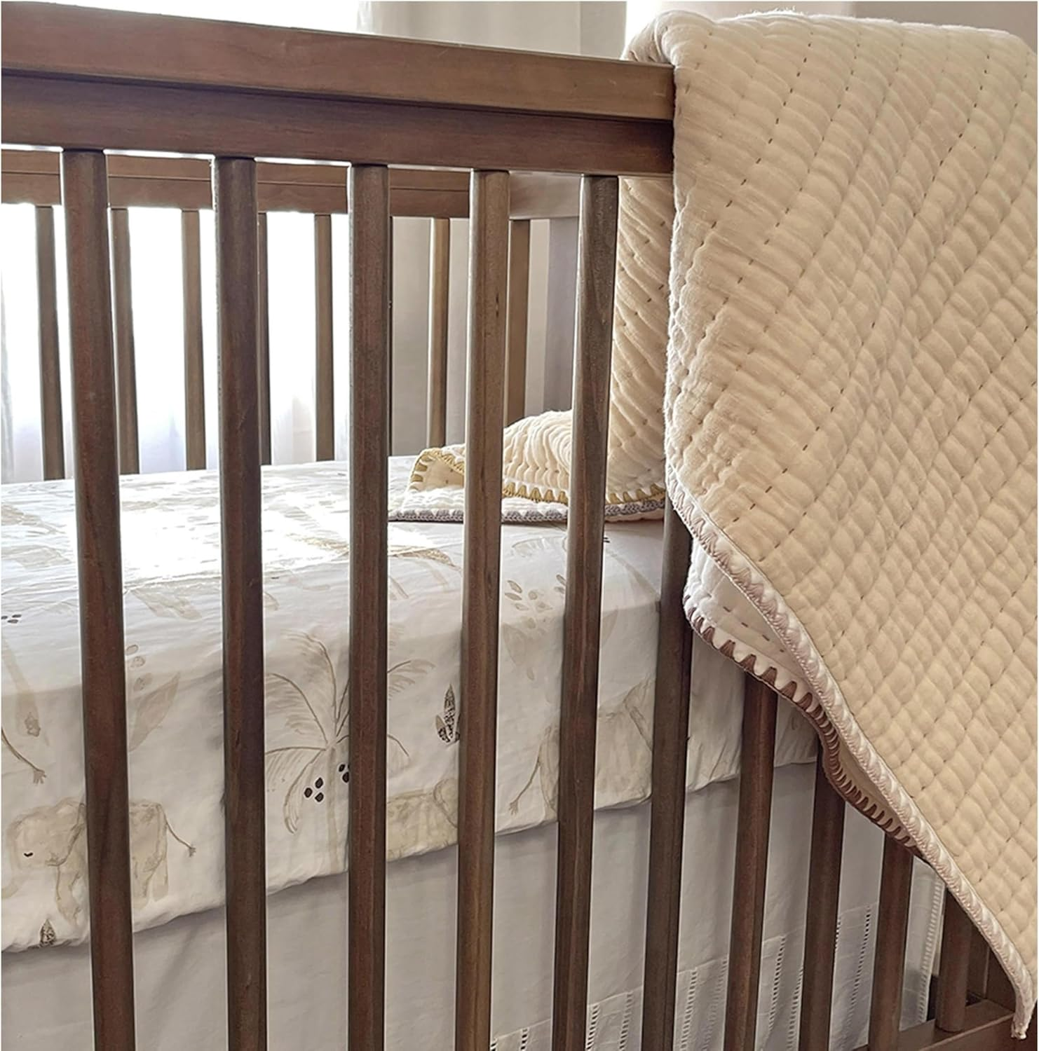 Crane Baby Soft Cotton Crib Mattress Sheet, Fitted Crib Sheet for Boys and Girls, Safari Animal, 28&rdquo;W X 52&rdquo;H X 9&rdquo;D, Multicolor, Small Single