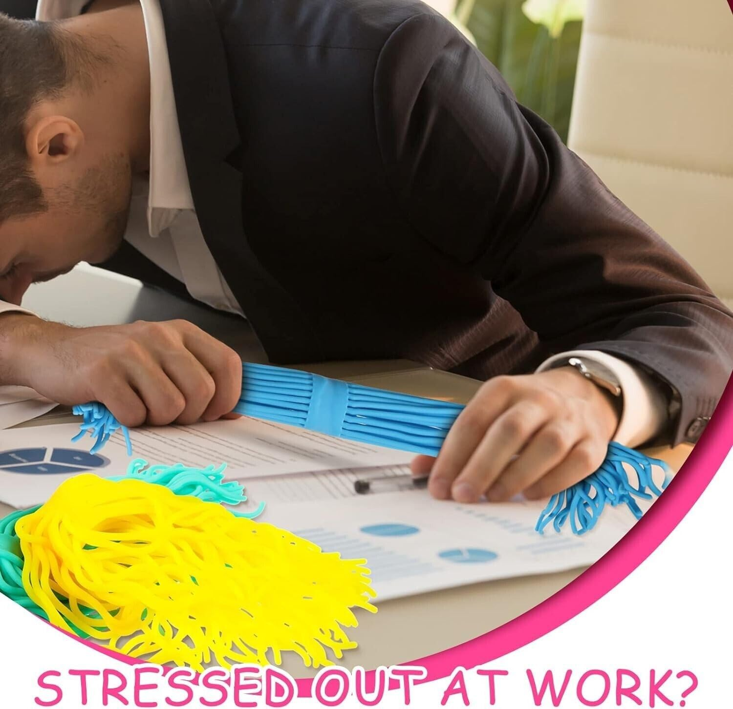 6Pcs Ramen Noodle Fidget Toy Stretchy Spaghetti Ball Ramen Noodles Sensory String Toy for Stress Relieving Early Education for Birthday Party Holiday Easter Basket Stuffing (Multi Color)