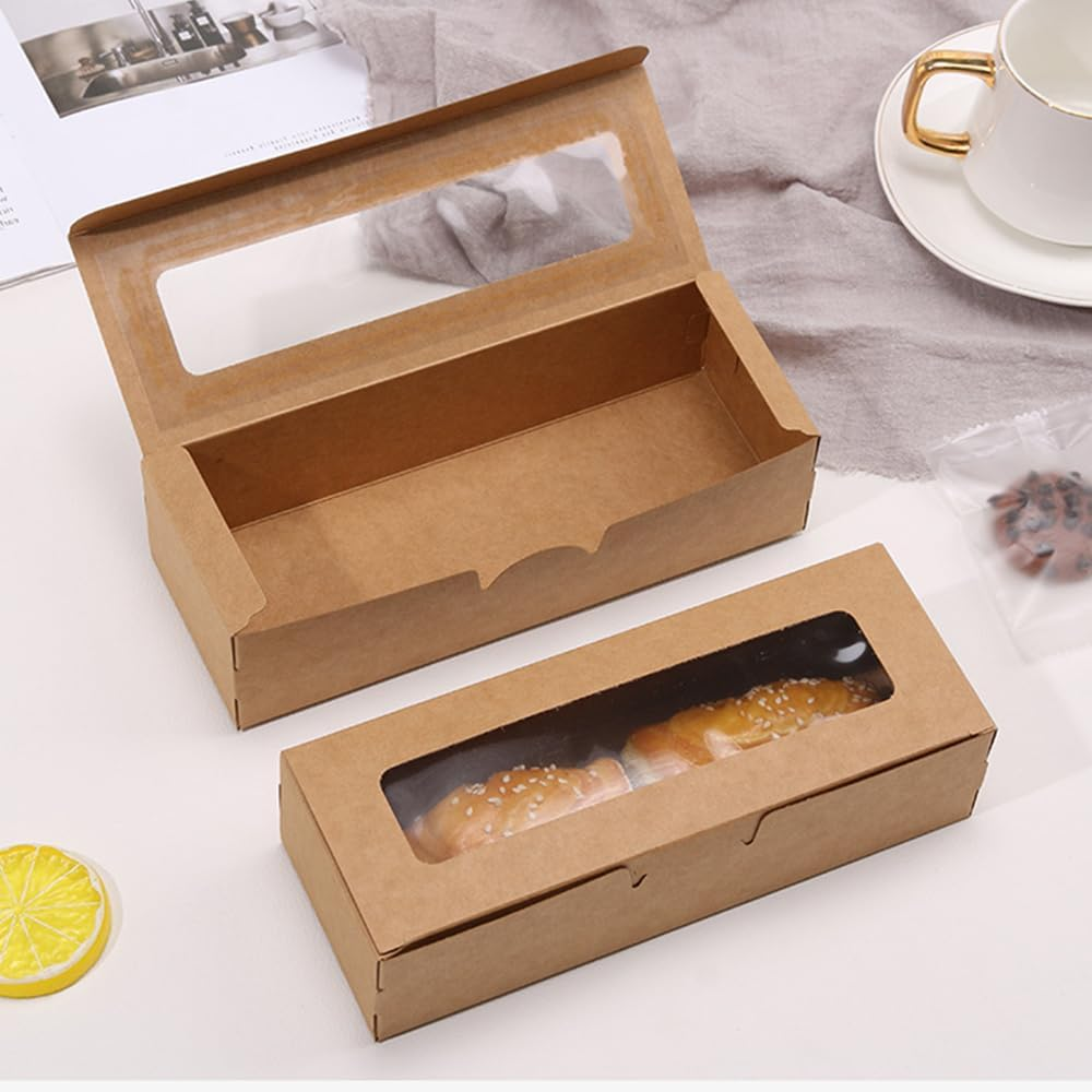 Macaron Boxes with Window Macaron Gift Box,10Pcs Macaron Boxes Macaron Gift Box,Small Macaron Container,Macaron Packaging Box Macaron Gift Giving Boxes,Macaron Gift Boxes Macaron Container Boxes,White - Brown image number 5