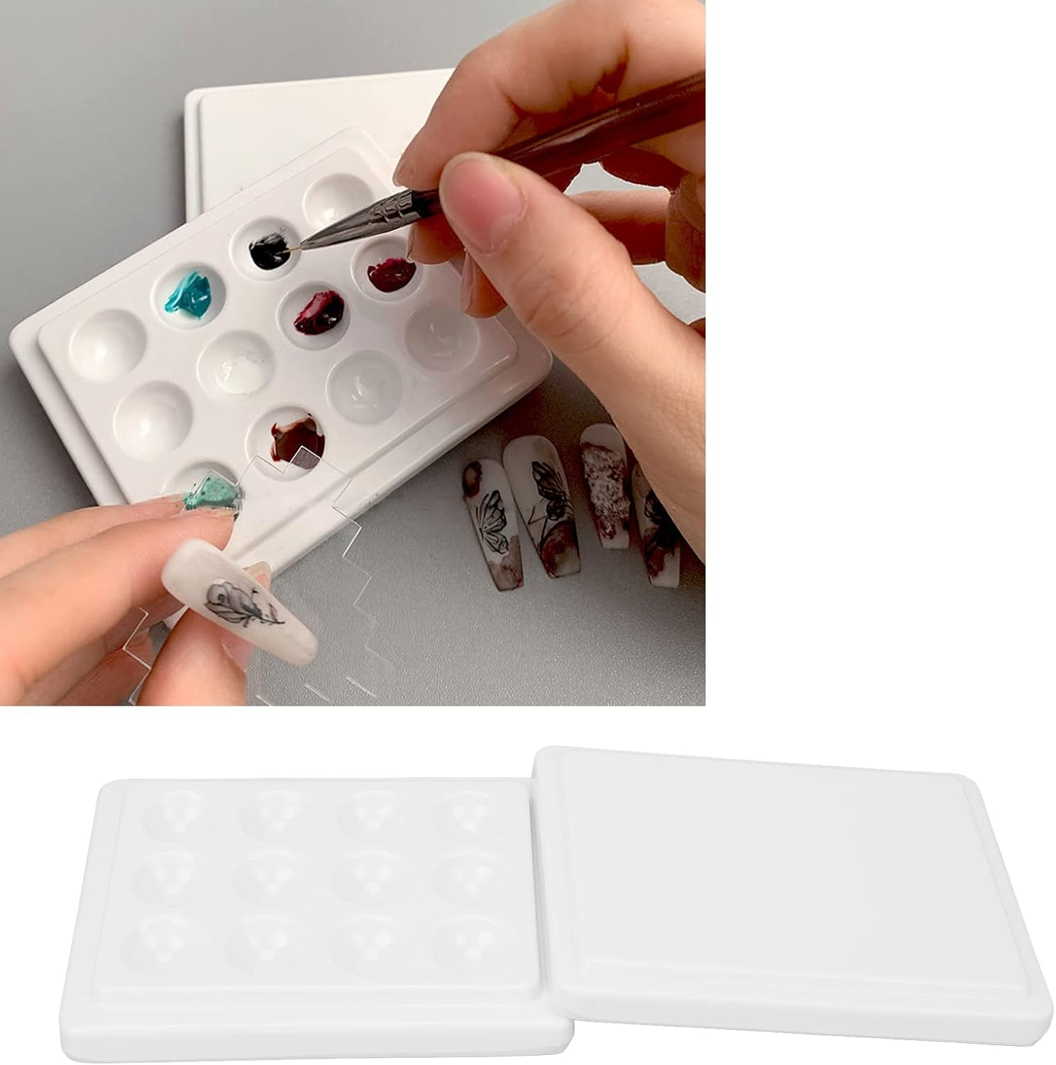 Porcelain Paint Palette Reusable Ceramic Palette with Lid for Crafts and Painting Projects image number 1