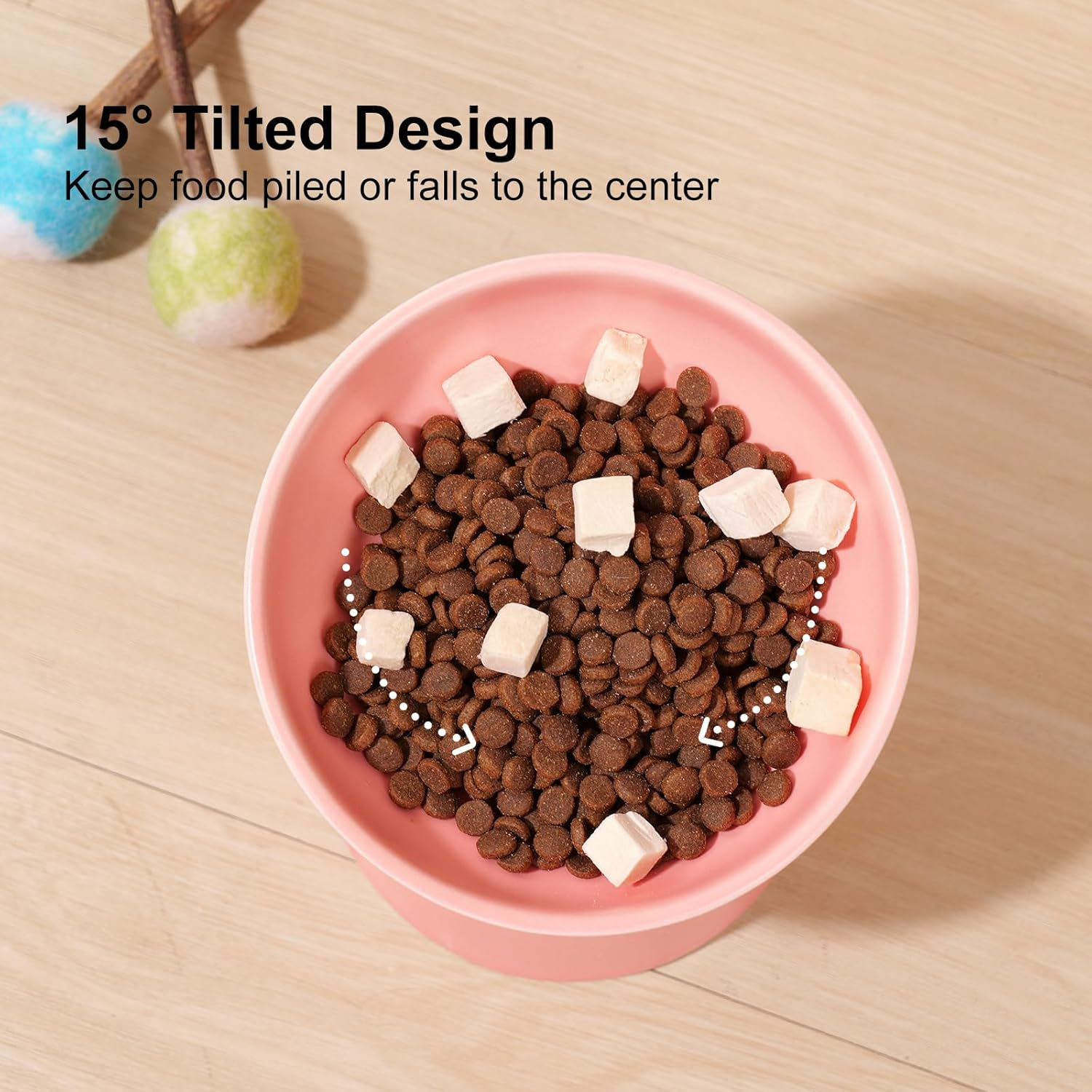 Yauyik Small Raised Cat Bowls, Ceramic Tilted Elevated Food or Water Bowls, Stress Free, Backflow Prevention, Dishwasher & Microwave Safe, Lead & Cadmium Free, Pink - Black,Golden image number 3