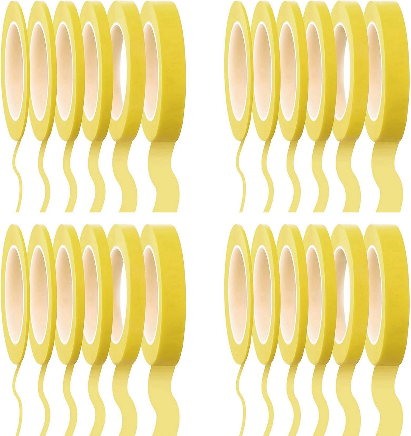 24 Rolls Fine Line Tape 1/16,7/10,1/8,1/4,1/2,3/4 Inch X 55Yard, Fineline Masking Tape, Painters Automotive Masking Tape image number 2