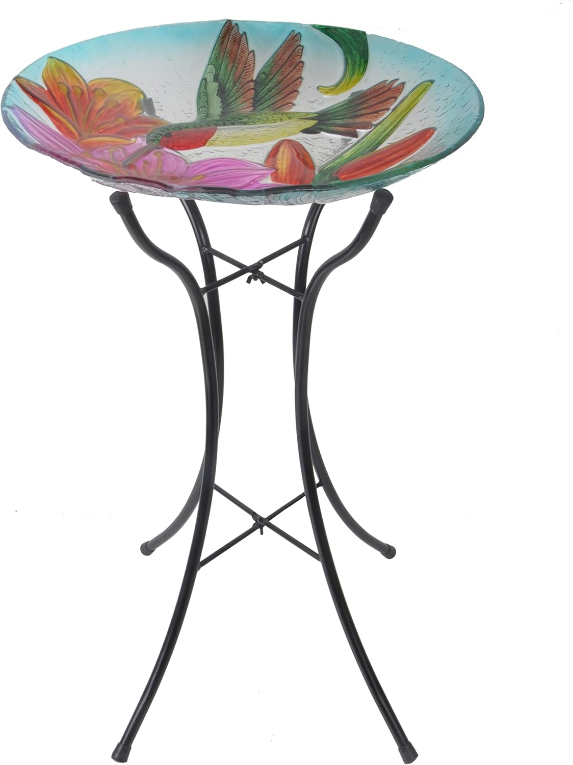 Teamson Home 17.99" Handpainted Flower Glass Birdbath, Multi