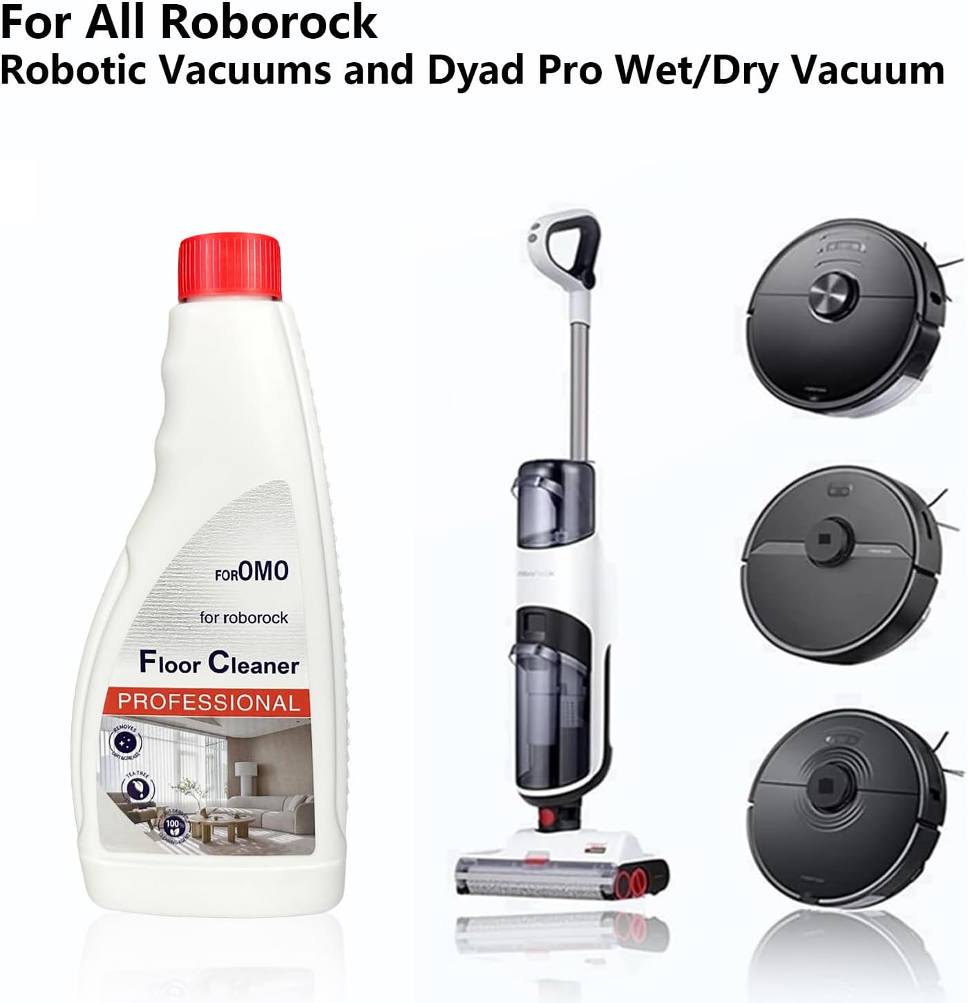 960Ml Floor Cleaning Solution, Compatible with Roborock Mopping Robots (S7, S8, Qrevo, Q7, Q8 Series), Sweeping Robot Cleaning Fluid for Multiple Floors, Pet & Kid Friendly, Anti-Stain& Fresh-Scented image number 3