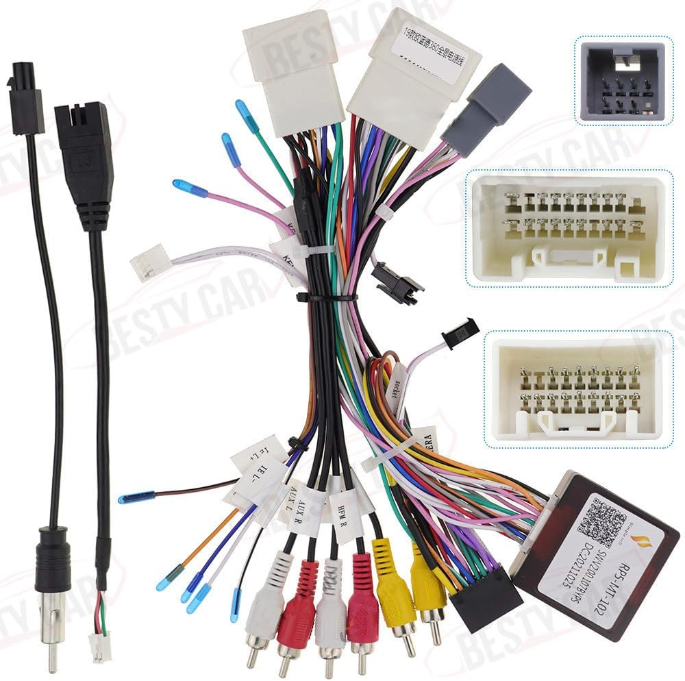 Bestycar 16Pin Car Stereo Wiring Harness Adapter with Canbus Box for Mitsubishi Outlander Pajero Support OEM Rockford Amplifier Camera SWC USB image number 2