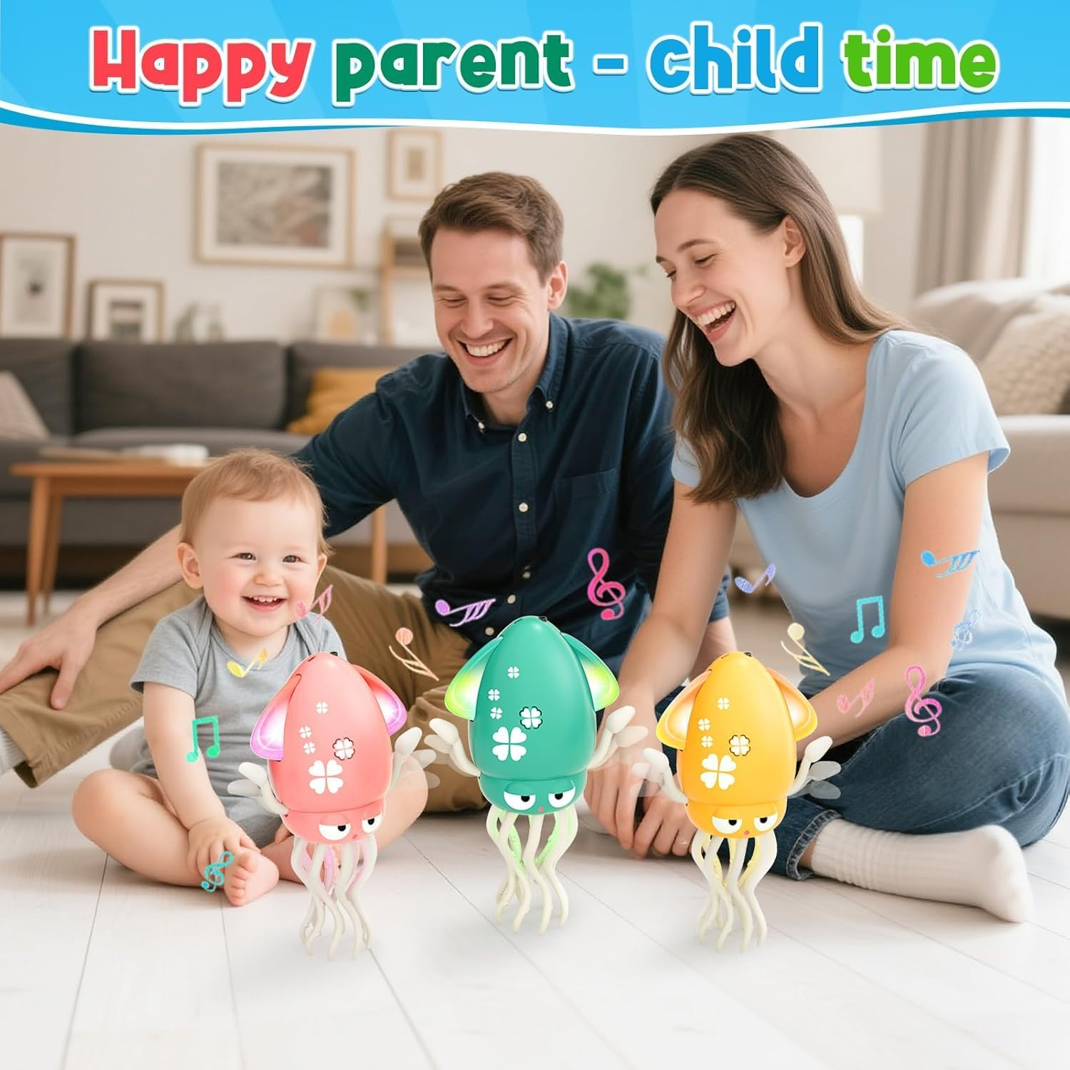 Dancing Octopus Toy, Electric Crawling Octopus Tummy Time Toy, Rechargeable Magic Dancing Music Squid Baby Toys for 3 4 5 6 Year Old Kids Boy Girl Birthday Gifts Christmas Stocking Stuffers(Yellow) image number 3