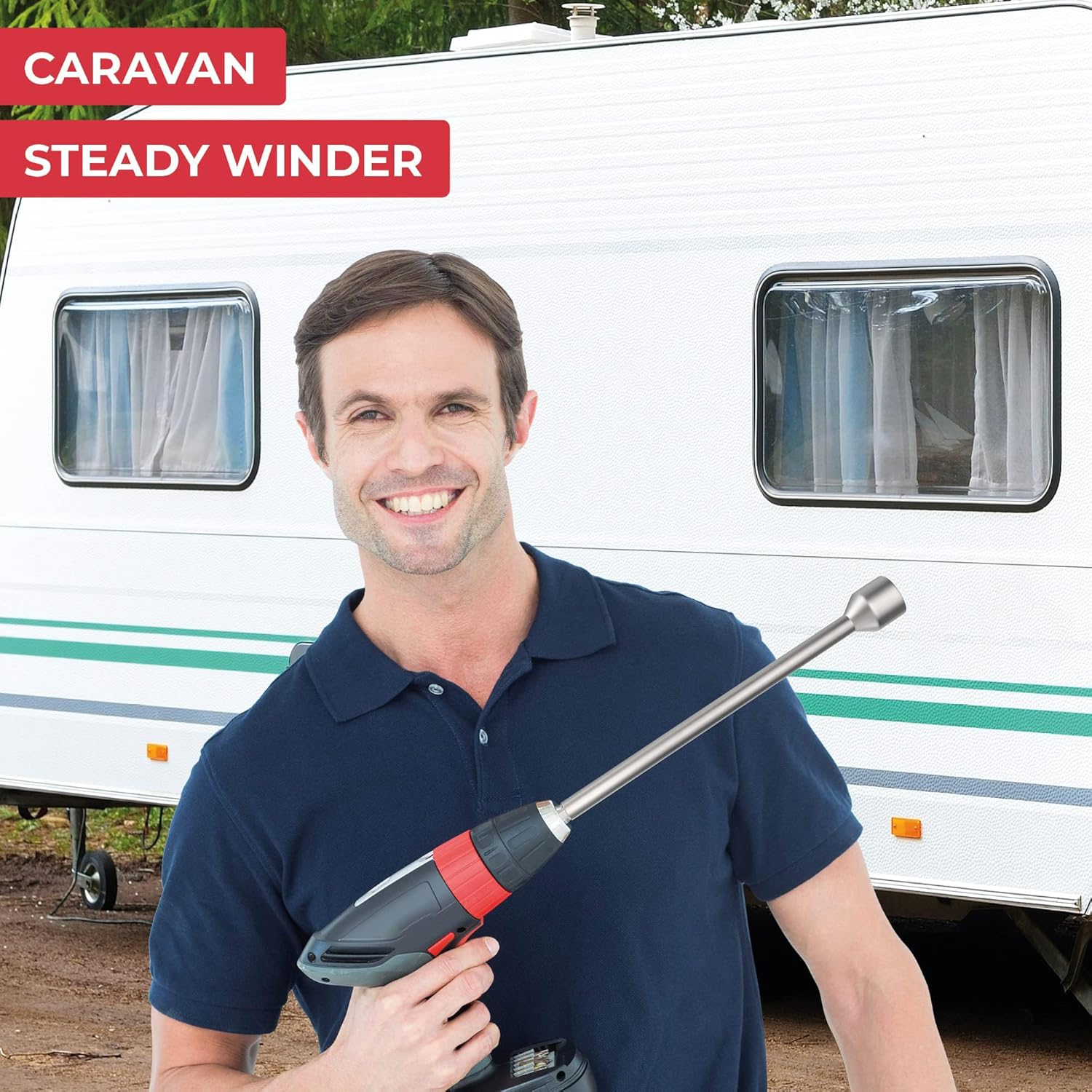 Corner Steady Caravan Leg Winder Drill Attachment - Stand Jack Extension Socket 19Mm Electric Drill Attachment - Caravan Drill Leg Winder Adapter for Caravan Corner Steadies (30Cm) image number 2