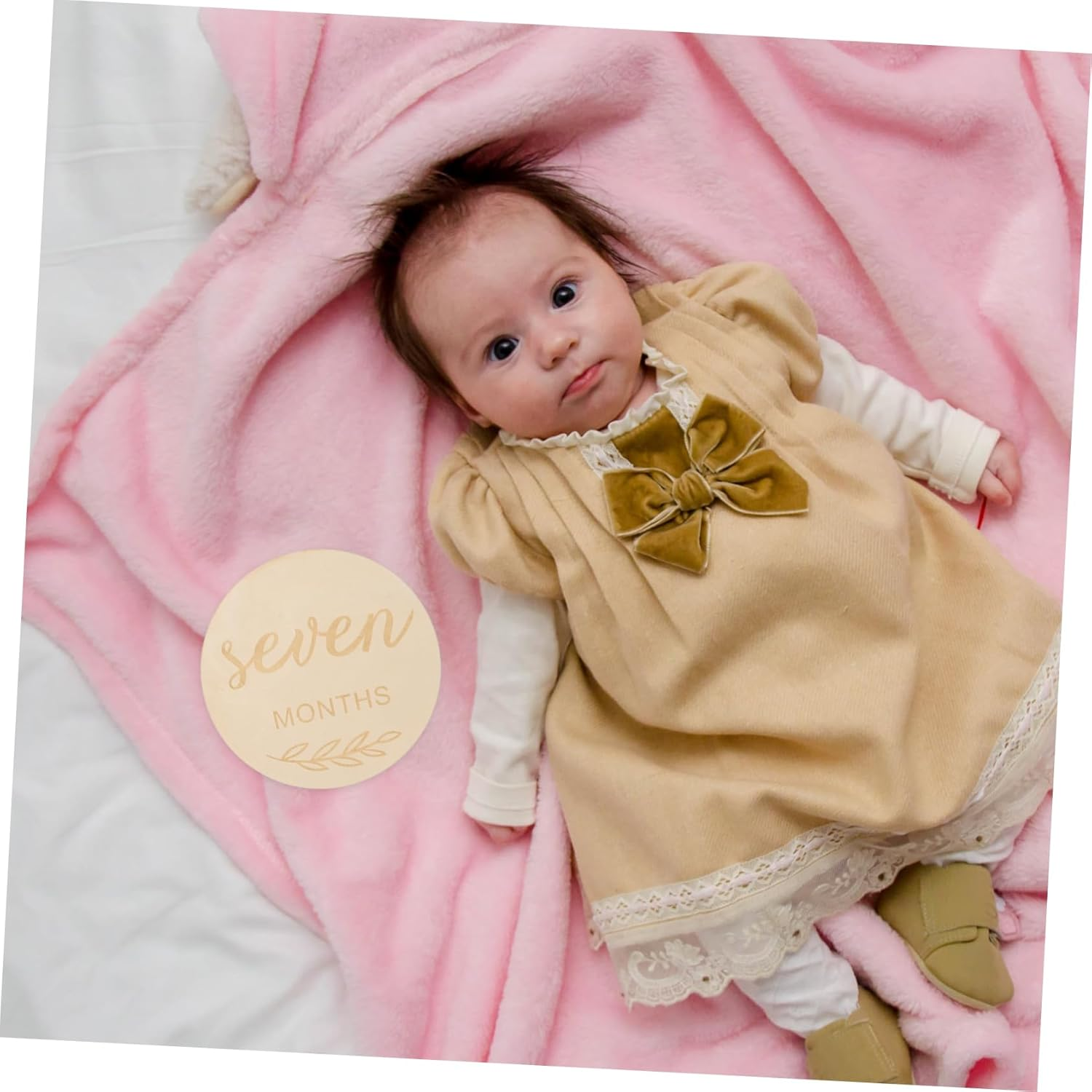 YOSADIER 12Pcs Wooden Milestone Cards for Newborn Growth Monthly Photo Props Growth Markers Decorative Commemoration Discs Safe Wood Material image number 4