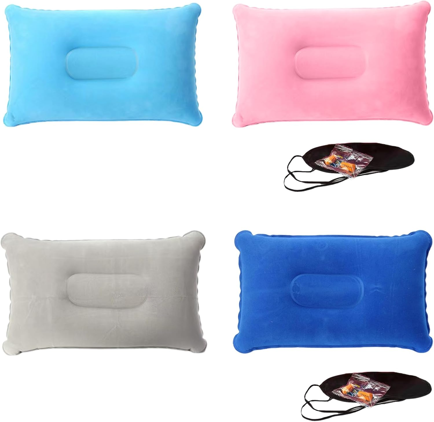 YSHIGUING 2Pcs Inflatable Pillow 34 * 22Cm, Soft Portable Beach Sunbed Pillow Air Inflatable Neck Pillow Water Resistant for Traveling Outdoor Fishing Airplane (Pink and Sky Blue) image number 4