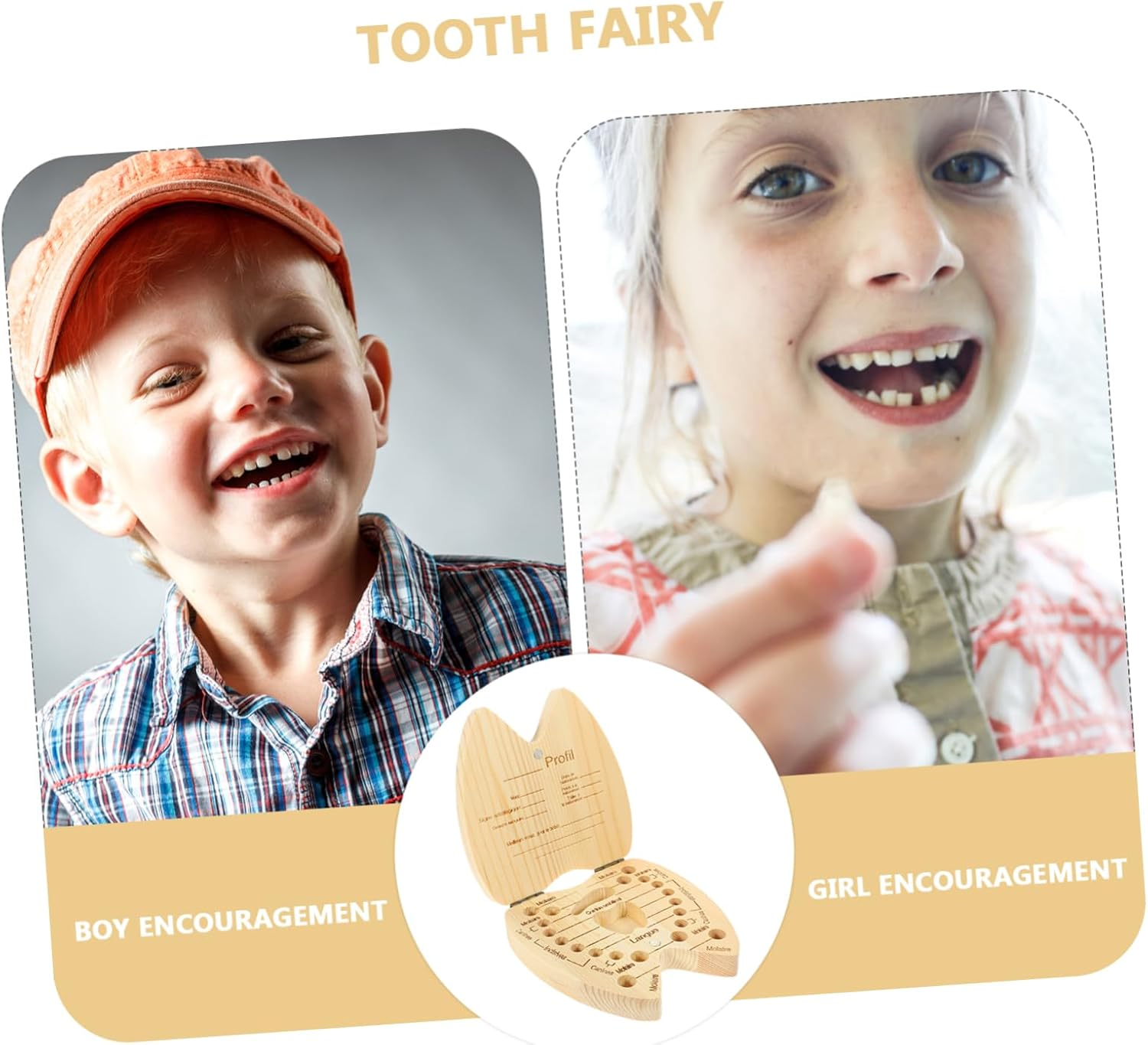 Deciduous Tooth Storage Box Wooden Teeth Keepsake Box for Boys and Girls for Preserving Boy Girl'S Memories image number 1